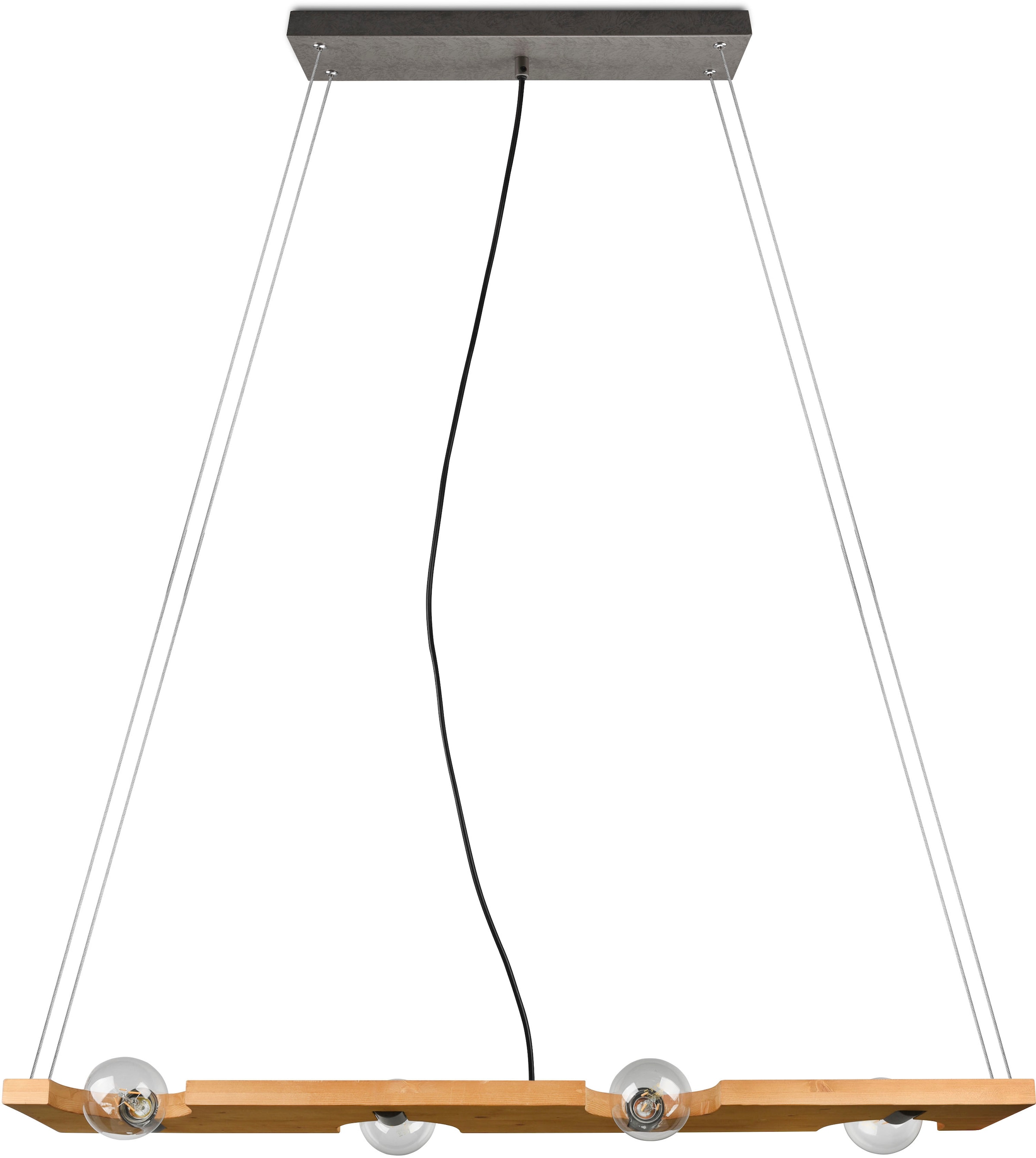 TRIO Leuchten Pendelleuchte »Tailor«, 4 flammig, Leuchtmittel E27 | ohne Leuchtmittel, Hängelampe höhenverstellbar, exkl 4xE27 max 10W, Holz naturbelassen