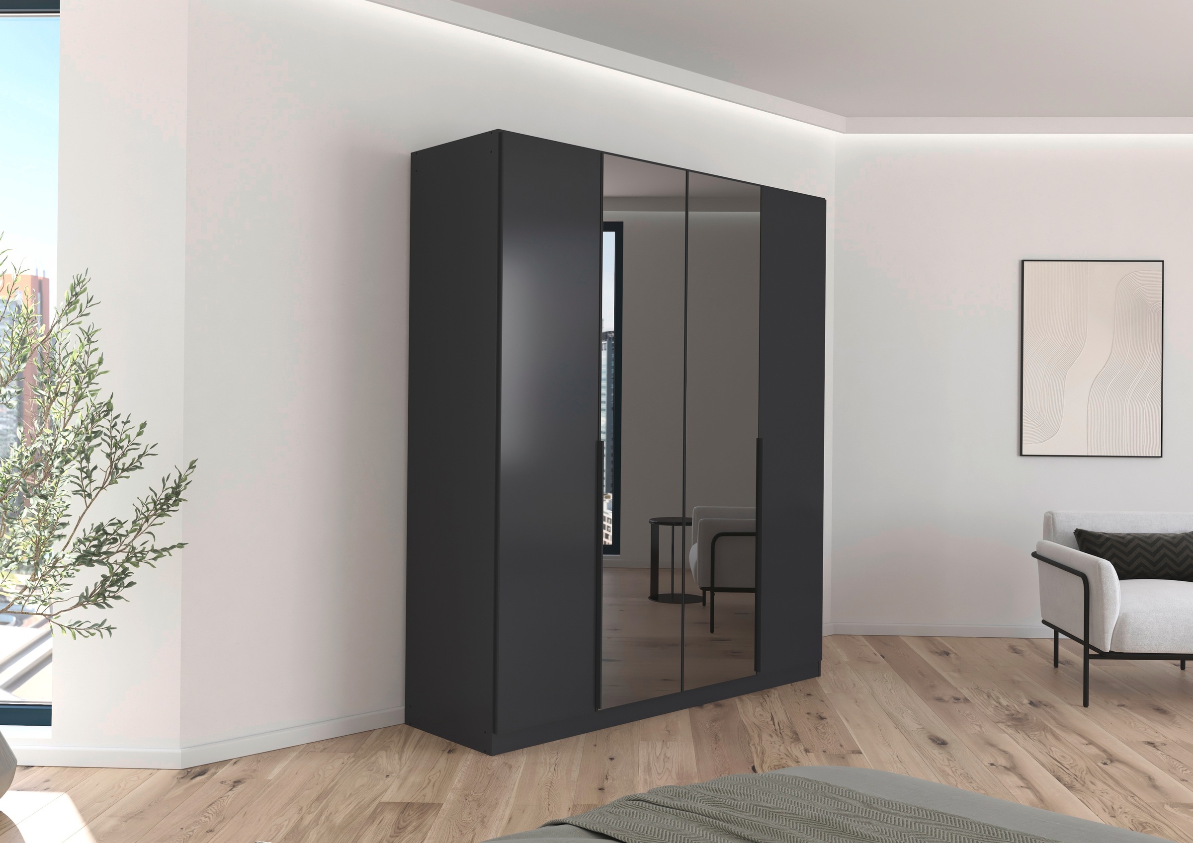 INOSIGN BY RAUCH Drehtürenschrank »Ferris Schrank Breite 2,10m BESTSELLER Schlafzimmerschrank«, Kleiderschrank mit Spiegel in den Ausführungen BASIC/CLASSIC/PREMIUM