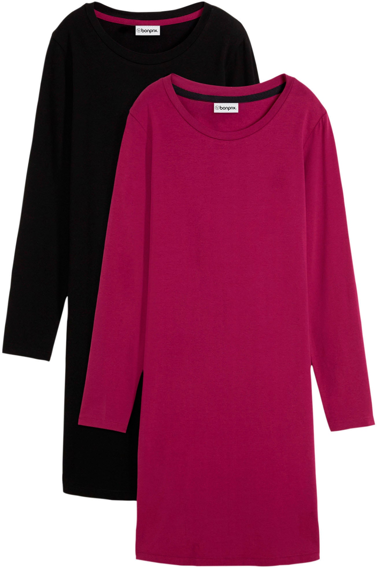 bonprix Jerseykleid »Figurbetontes Jerseykleid (2er Pack)« Packung, 2 Stk. tlg. für Alltag, schmale Passform, aus Baumwollmischung, kniefrei