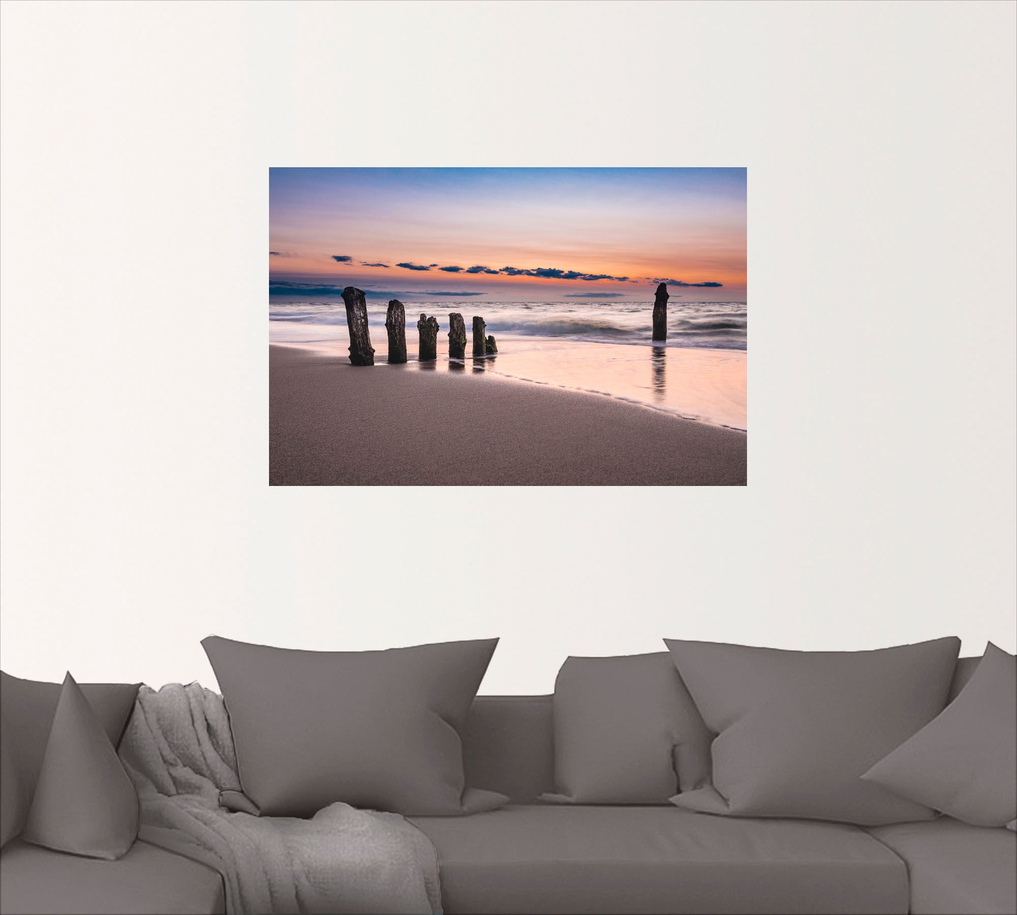 Artland Wandbild »Buhne an der Küste der Ostsee«, Strand, (1 St.), als Alubild, Outdoorbild, Leinwandbild, Wandaufkleber, versch. Größen