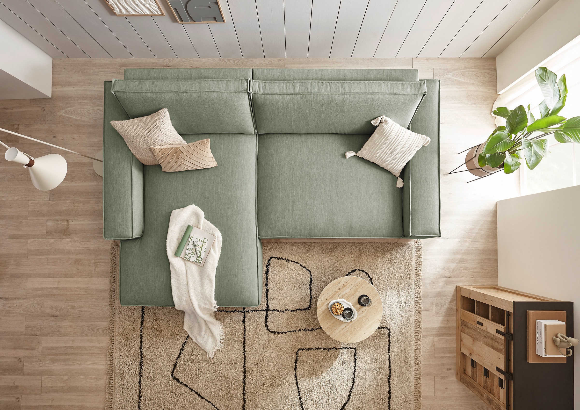 Home affaire Ecksofa »NEU: SHERWOODL XXL 284, Big-Sofa L-Form, tiefe Sitzfläche 95 cm, Cord,«, Leinenoptik, Recamiere rechts/links, auch als Schlafsofa stellbar