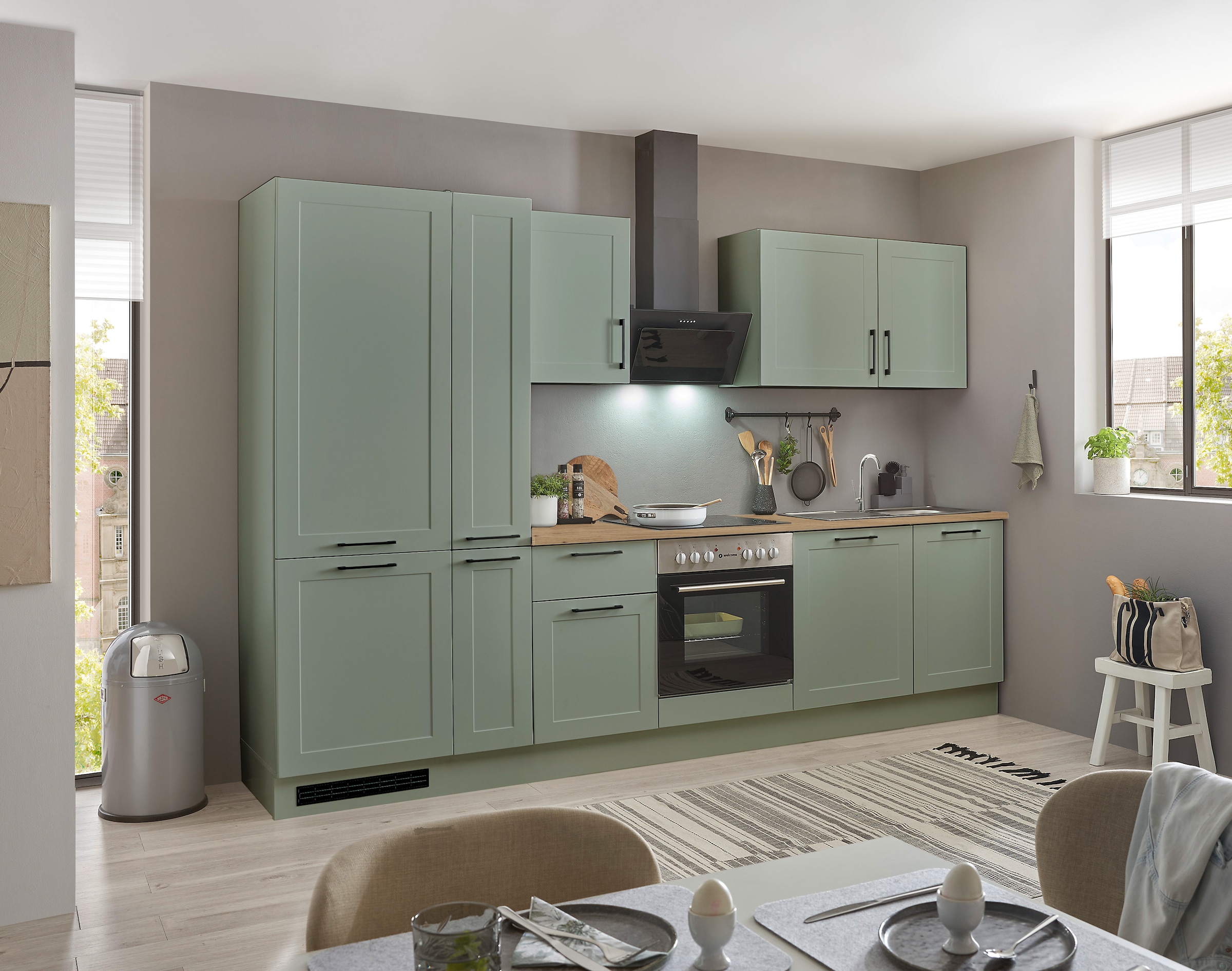 BASIC by Balculina Küchenzeile »Marsi« Breite 310 cm, wahlweise mit E-Geräten, mit Soft-Close-Funktion