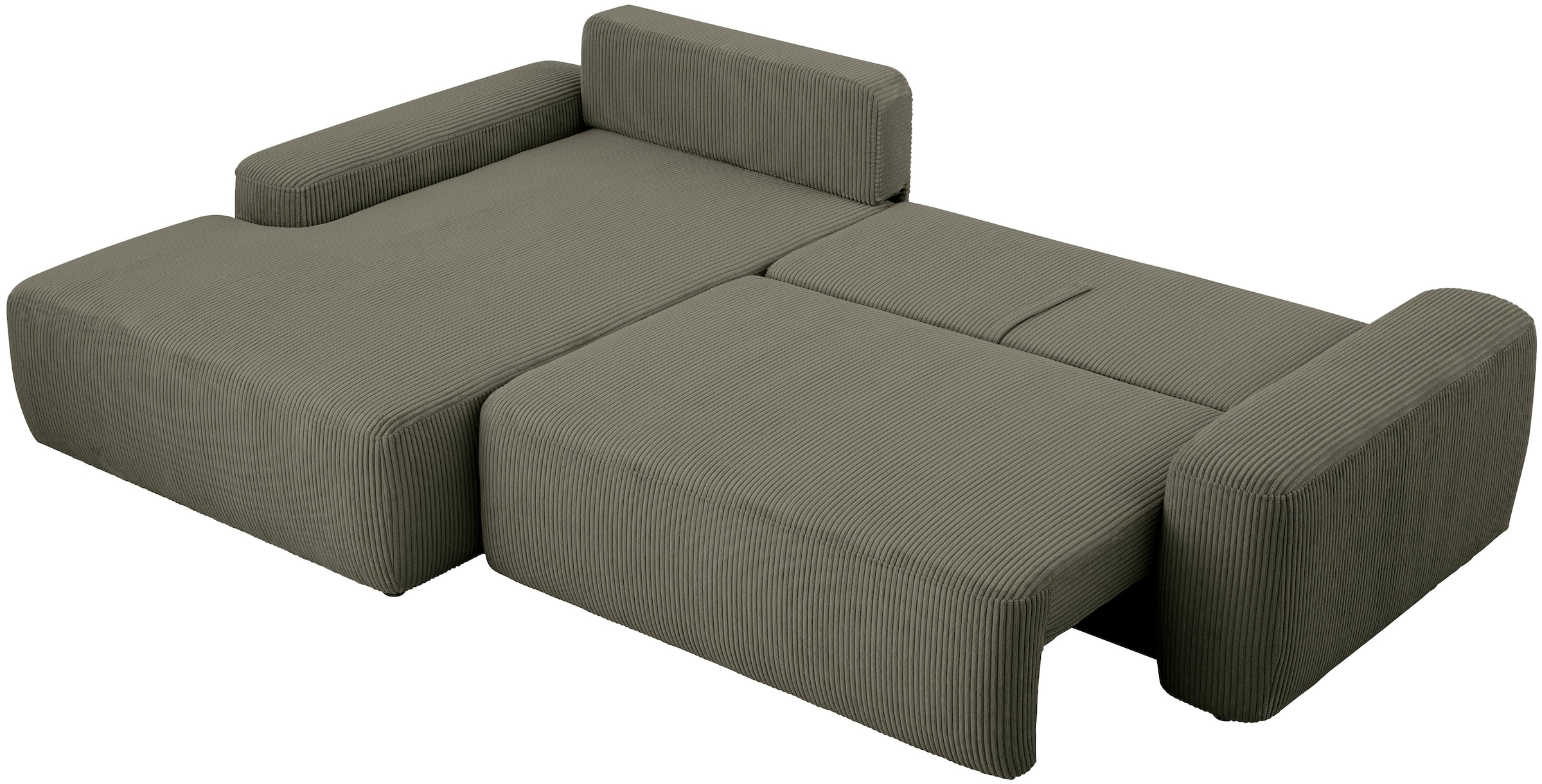 INOSIGN Ecksofa »TORGE (264cm), Schlafsofa in Cord, Samtvelours o Struktur fein, L-Form« Schlaffunktion, Bettkasten, Liegefläche: 125/210 cm