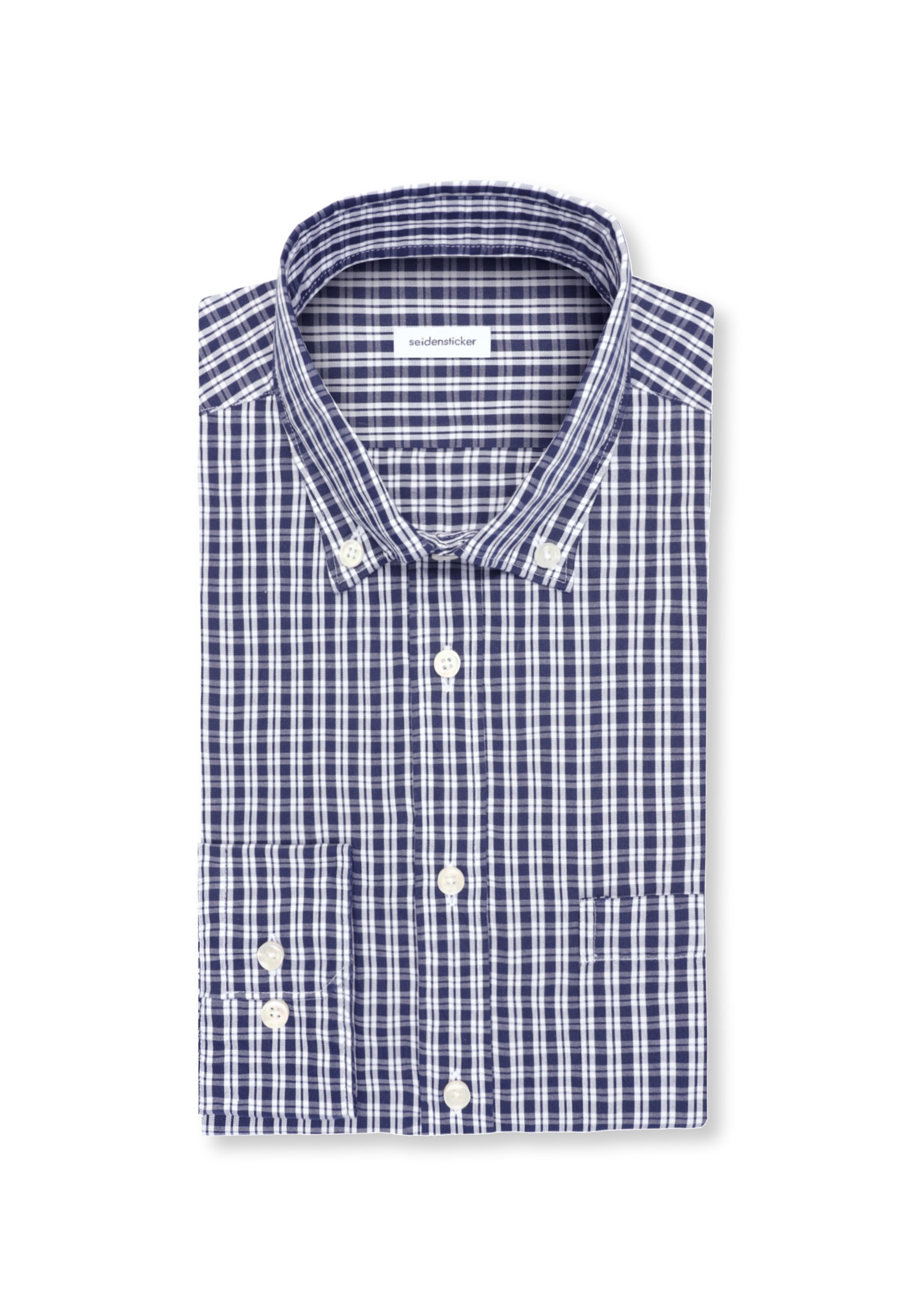 seidensticker Businesshemd Regular 1/1 Button-Down-Kragen Karo