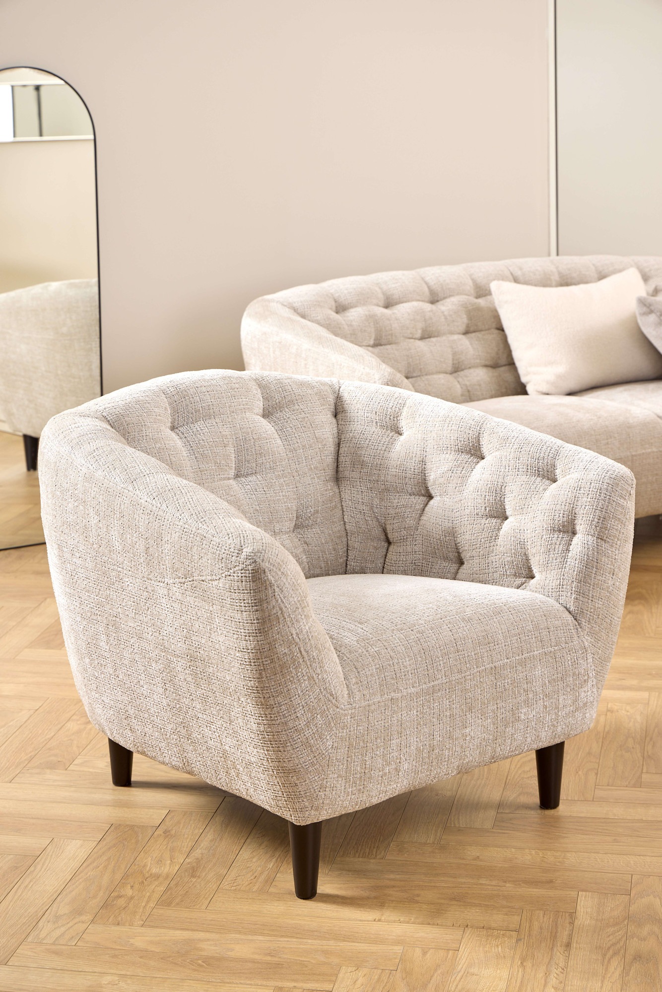ACTONA GROUP Loungesessel »Ria«, 1-Sitzer, Chenille beige, mit Rautenheftung und Taschenfedern
