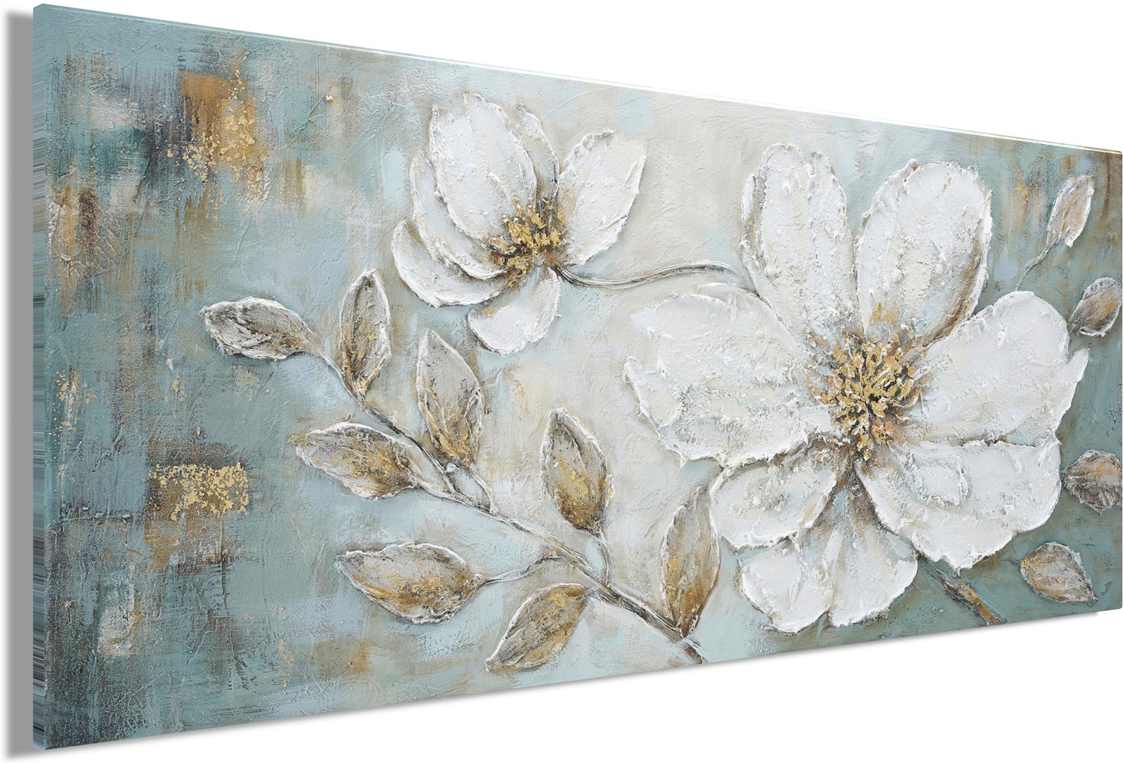 Bönninghoff Ölgemälde »handarbeit BLUMEN XXL 60x140 cm – Wandbild Kunst Deko modern«