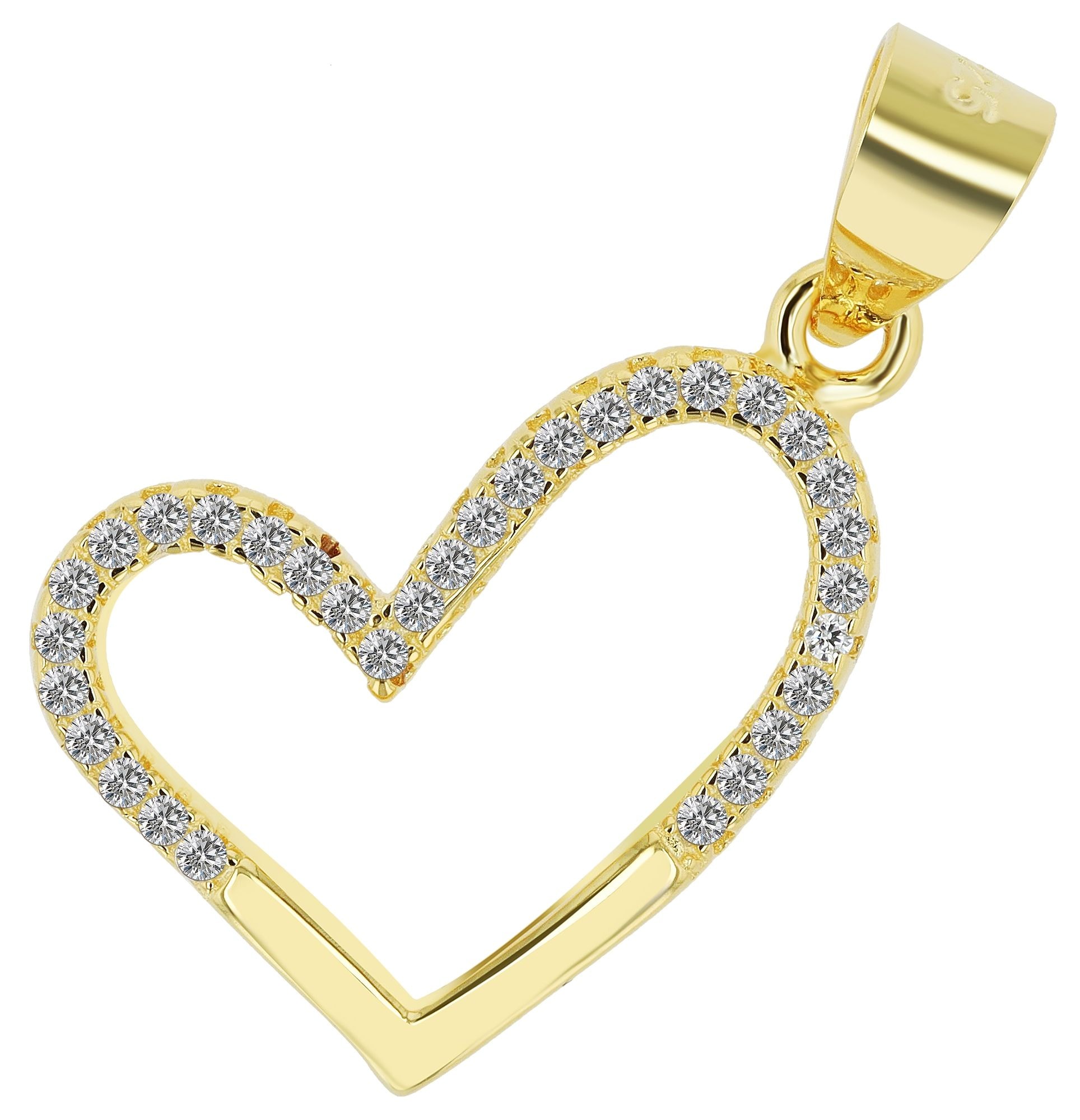 Adelia´s Herzanhänger »Damen Anhänger ¿ Herz Herzanhänger aus 925 Silber mit Zirkonia«