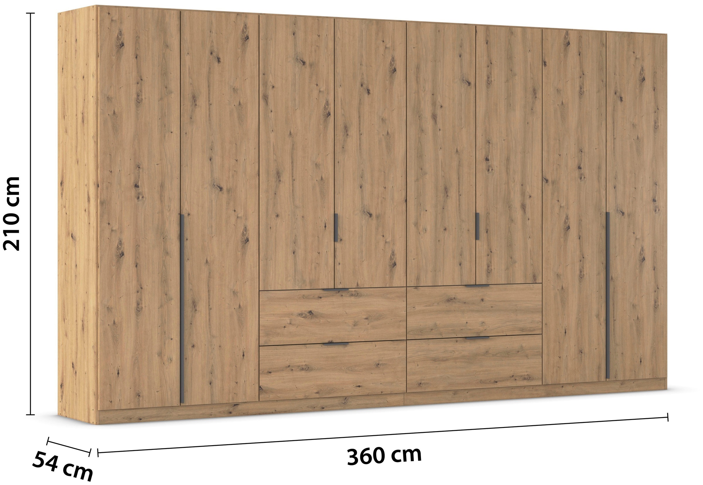 rauch Drehtürenschrank »Kleiderschrank Schrank Garderobe AGORDO mit Dekor- oder Hochglanzfront«, (in zwei Griff-Farben, Breiten 91-360 cm), mit Außenschubkästen, in 7 Breiten und 2 Höhen MADE IN GERMANY