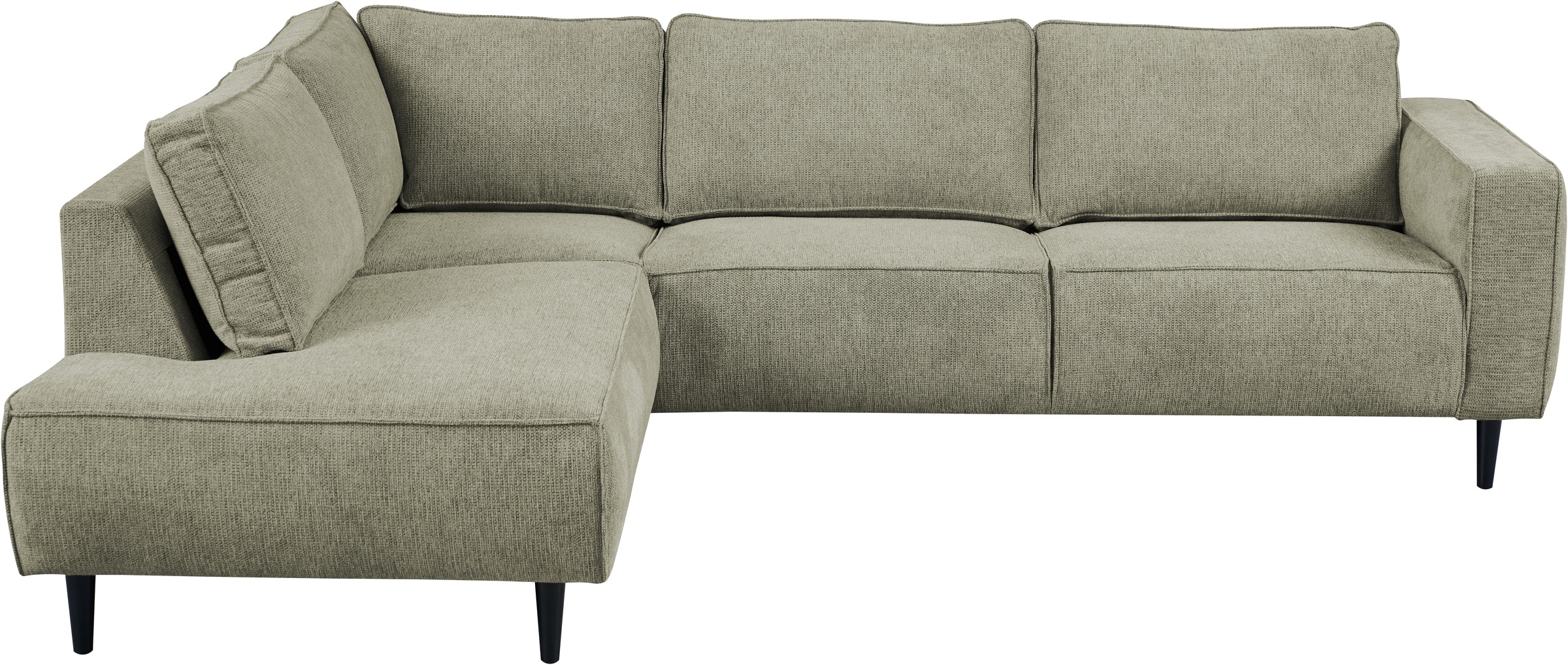 Places of Style Ecksofa »Fumone, Lederoptik oder Soft-Touch Chenille«, Breite 260, mit schwarzen Massivholzfüßen