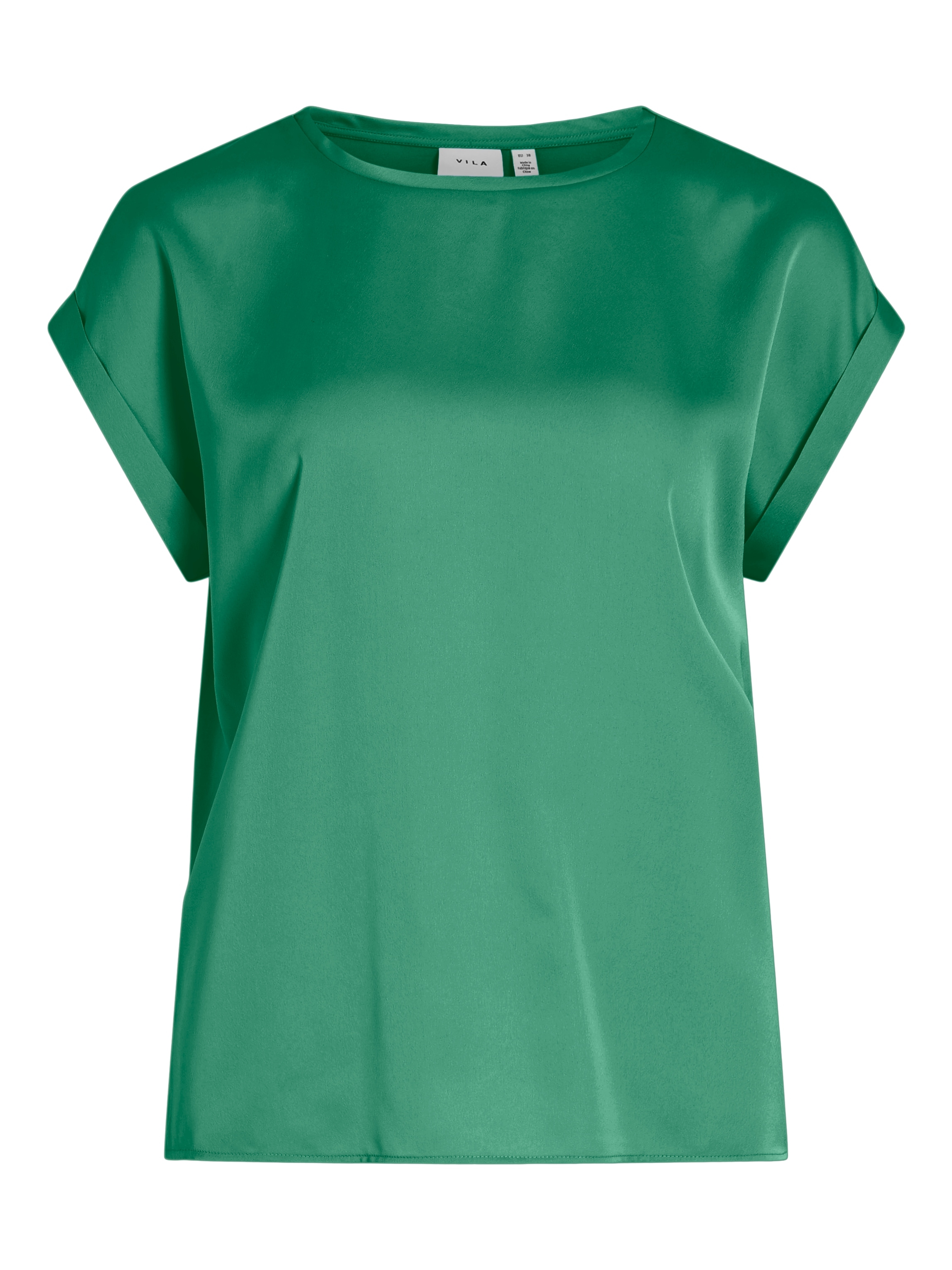 Vila Kurzarmshirt »VIELLETTE S/S SATIN TOP - NOOS«, Satin Optik