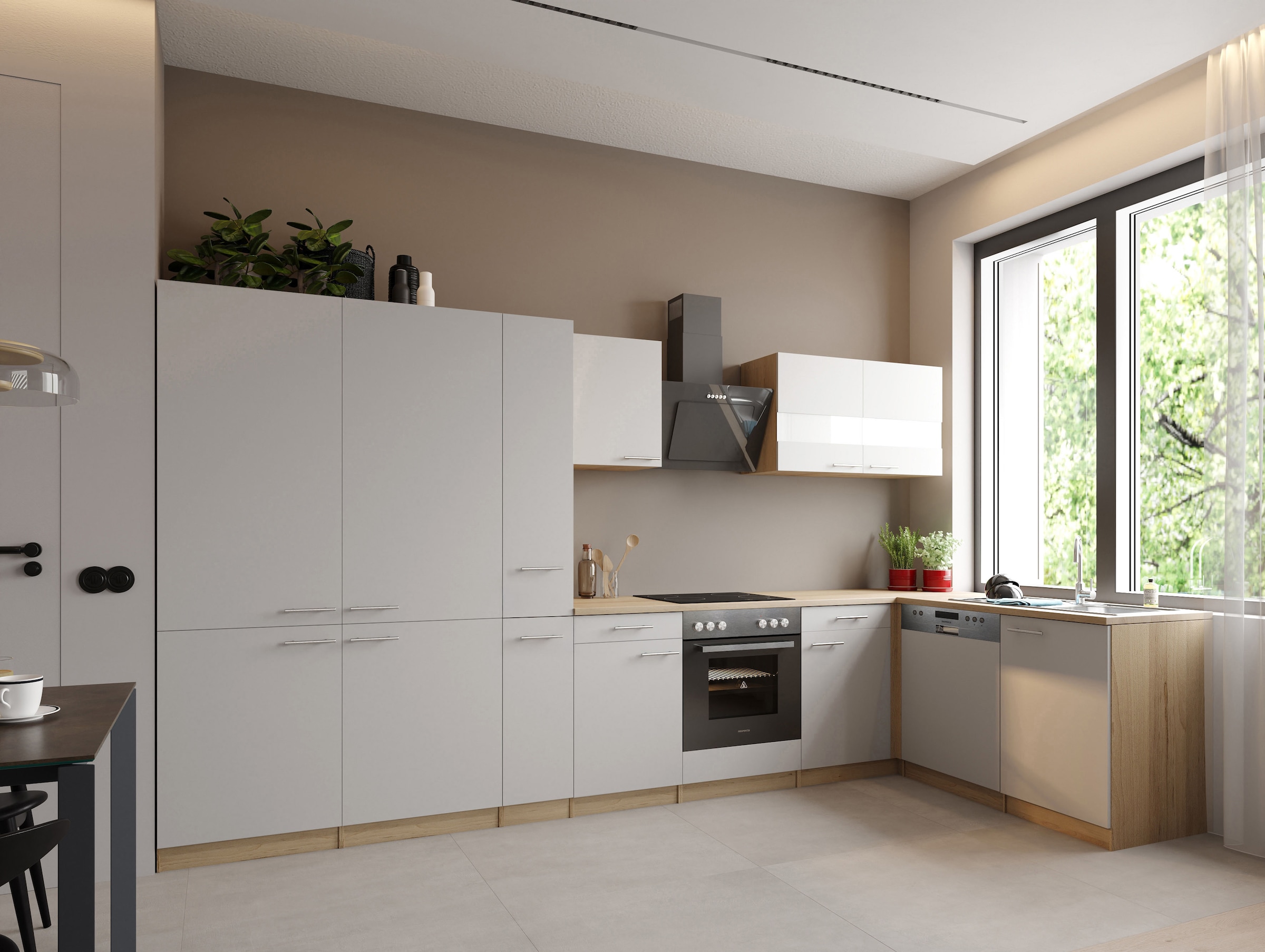 RESPEKTA Winkelküche »Merle« Winkelküche Merle, Breite 340 cm, Soft Close, French-Door-Design