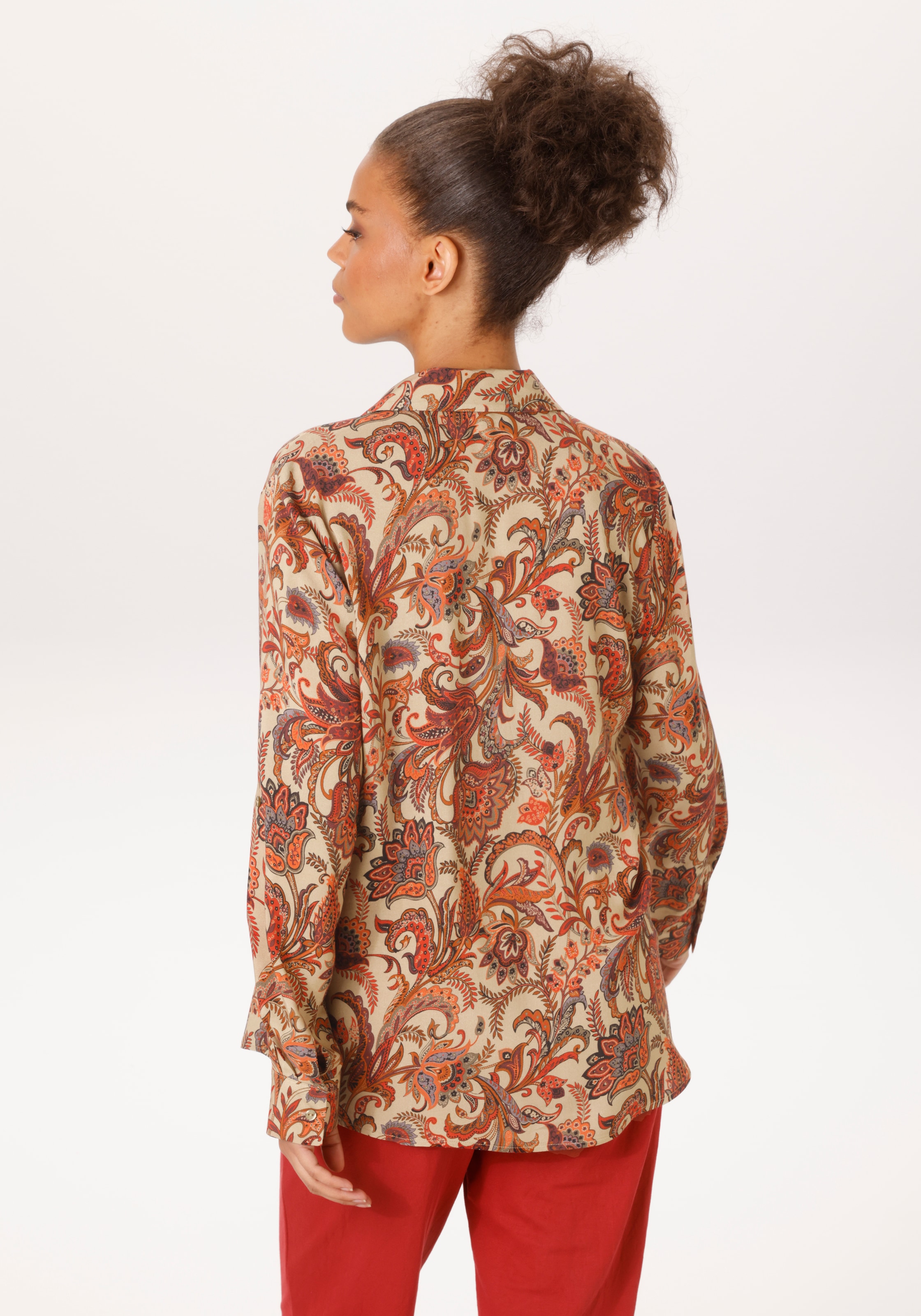 Aniston CASUAL Hemdbluse mit fantasievollem Blumendruck- jedes Teil ein Unikat - NEUE KOLLETION