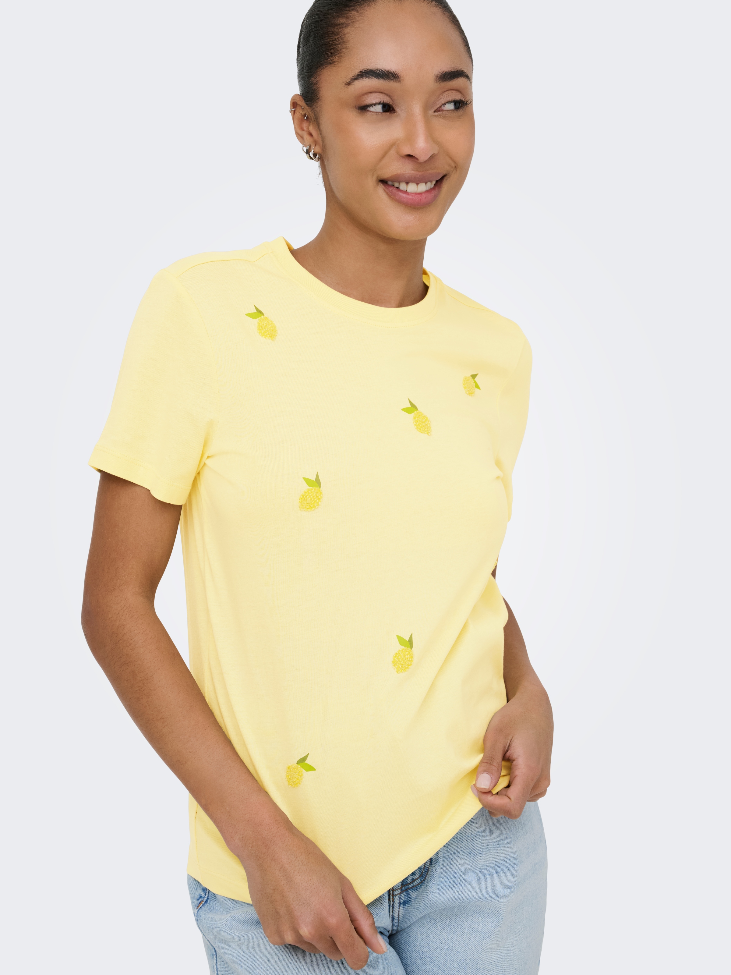 ONLY T-Shirt »ONLKITA S/S PEARL TOP BOX JRS« Baumwolle, regular fit, Rundhals