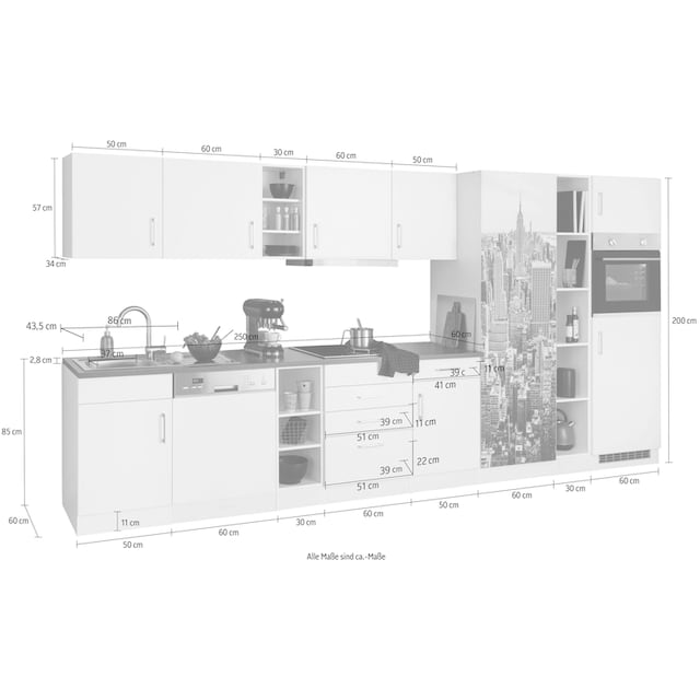 HELD MÖBEL Küchenzeile »Paris«, mit E-Geräten, Breite 400 cm im OTTO Online  Shop