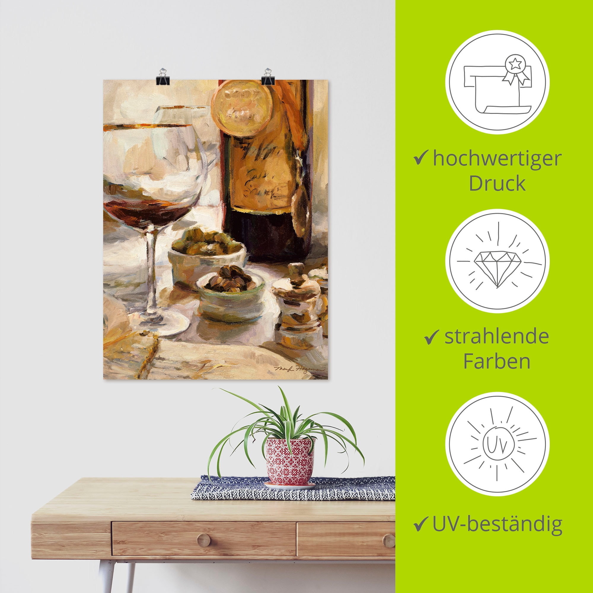 Artland Wandbild »Ausgezeichneter Wein«, Getränke, (1 St.), als Leinwandbild, Poster in verschied. Größen