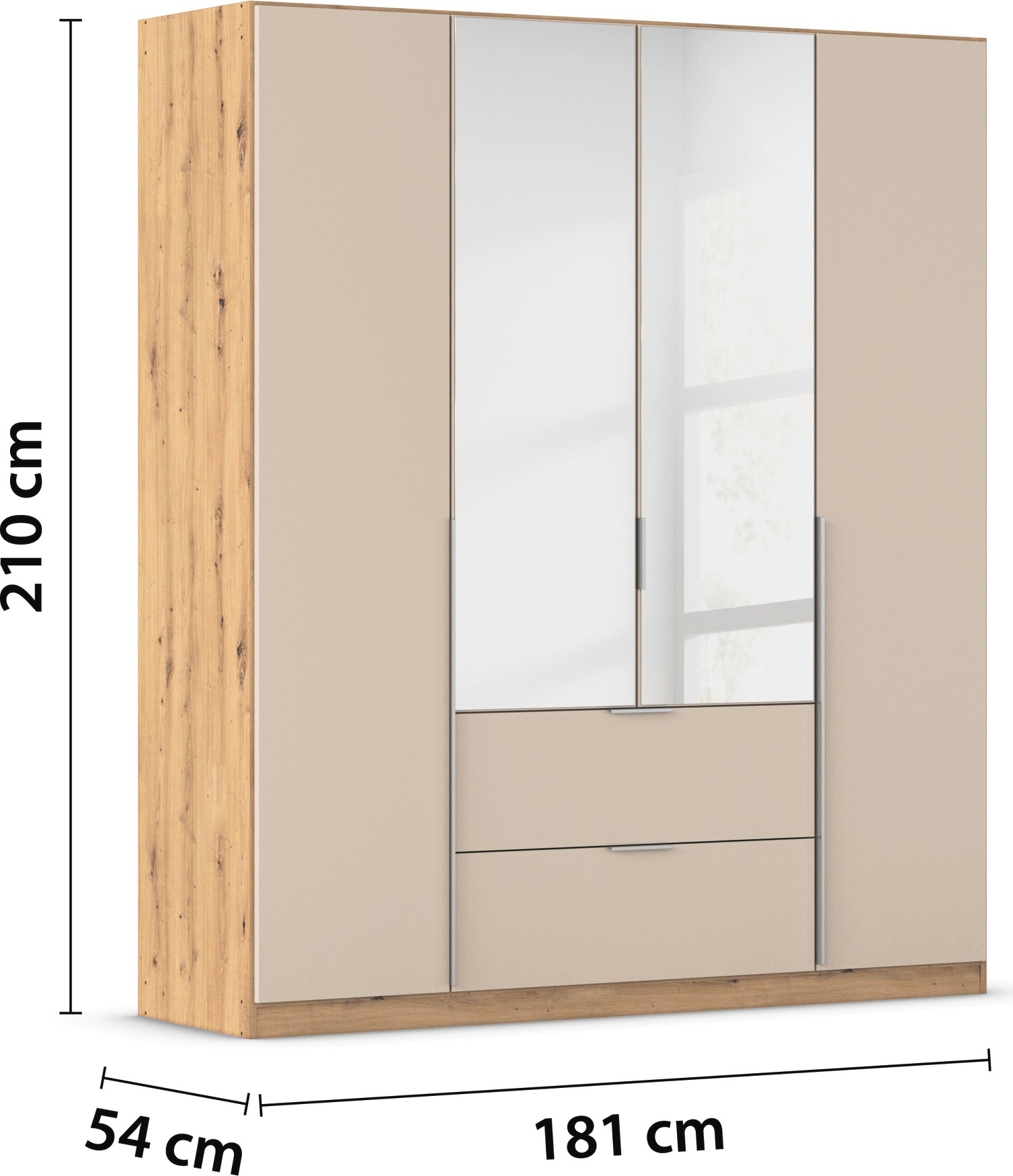 rauch Drehtürenschrank »Kleiderschrank Schrank Garderobe AGORDO mit Dekor- oder Hochglanzfront«, (in zwei Griff-Farben mit Dekor- oder Hochglanzfront), mit Außenschubkästen, in 6 Breiten und 2 Höhen MADE IN GERMANY