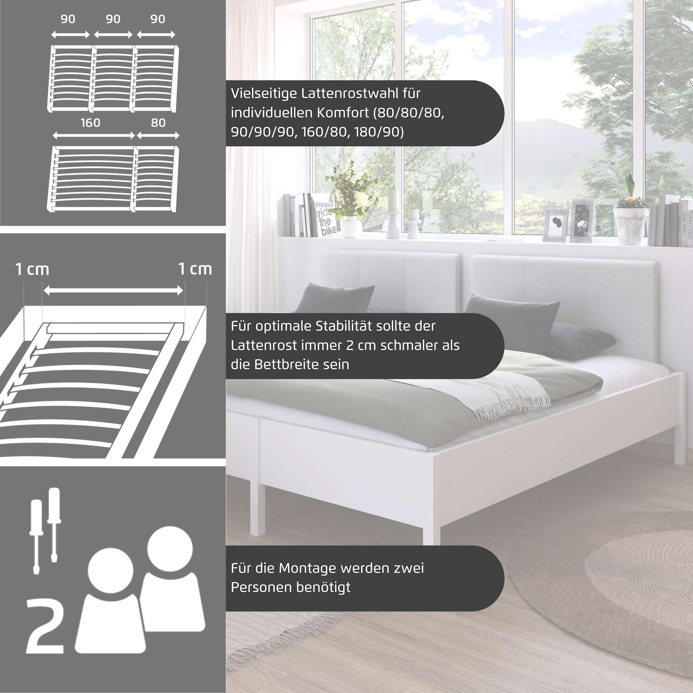 rauch Bett »Familienbett XXL Familiengröße Ehebett Doppelbett umbaubar«, Liegefläche 240x200 270x200 verschiedene Kopfteile MADE IN GERMANY