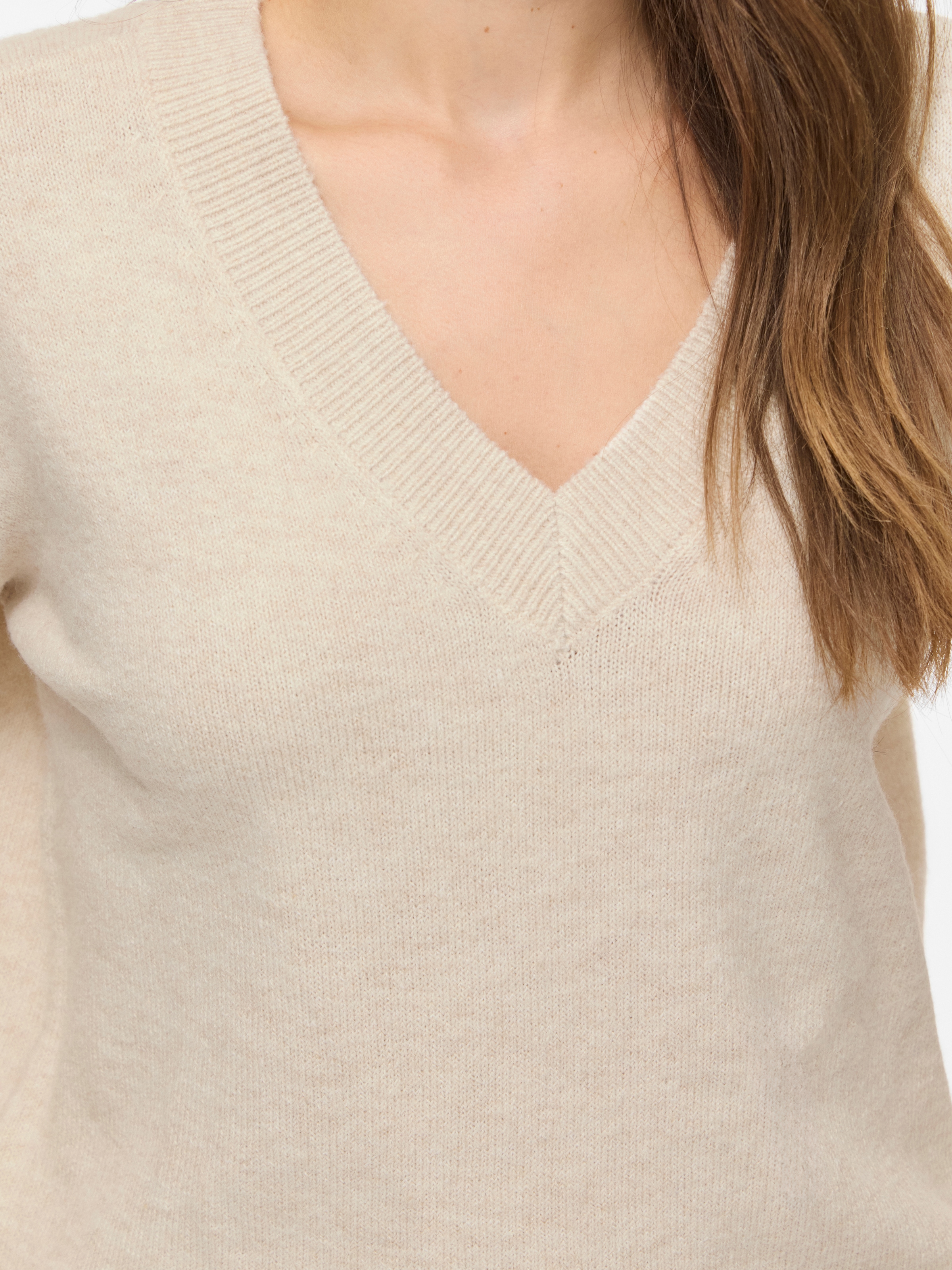 Vila Strickpullover »VILIGA L/S REV V-NECK KNIT TOP - NOOS« Materialmix, regular fit