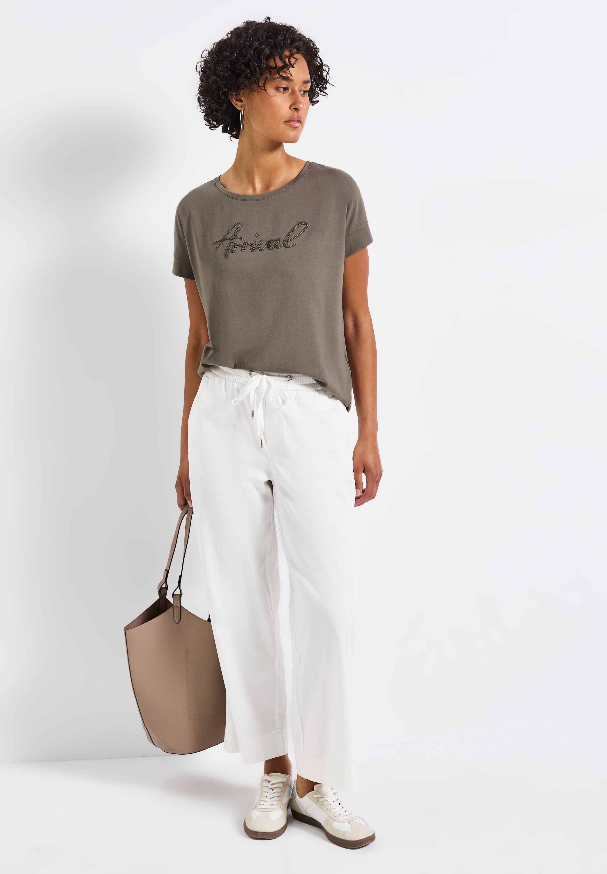 STREET ONE Shirttop, mit Wording-Stickerei