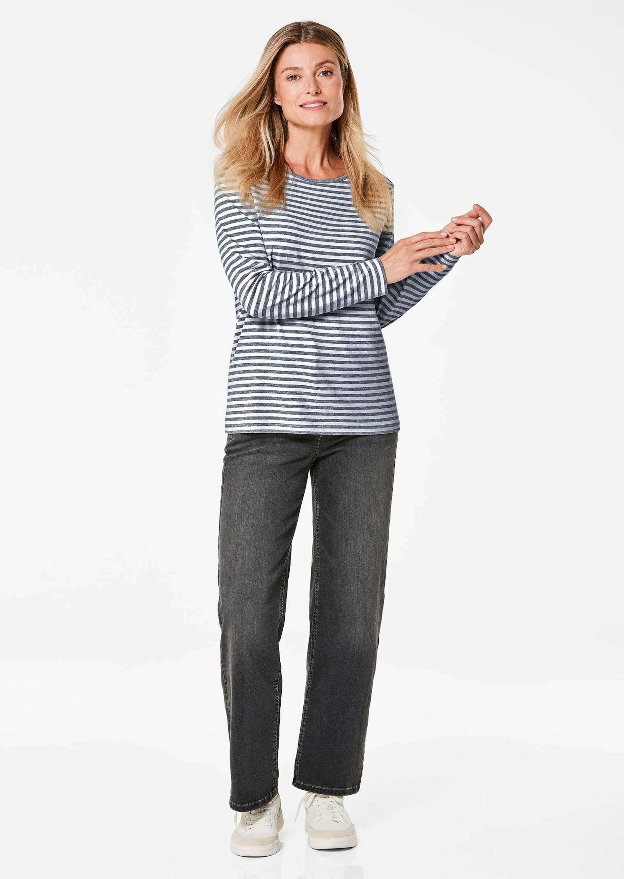 GOLDNER Longpullover »Kurzgröße Ringelshirt mit U-Boot-Ausschnitt«