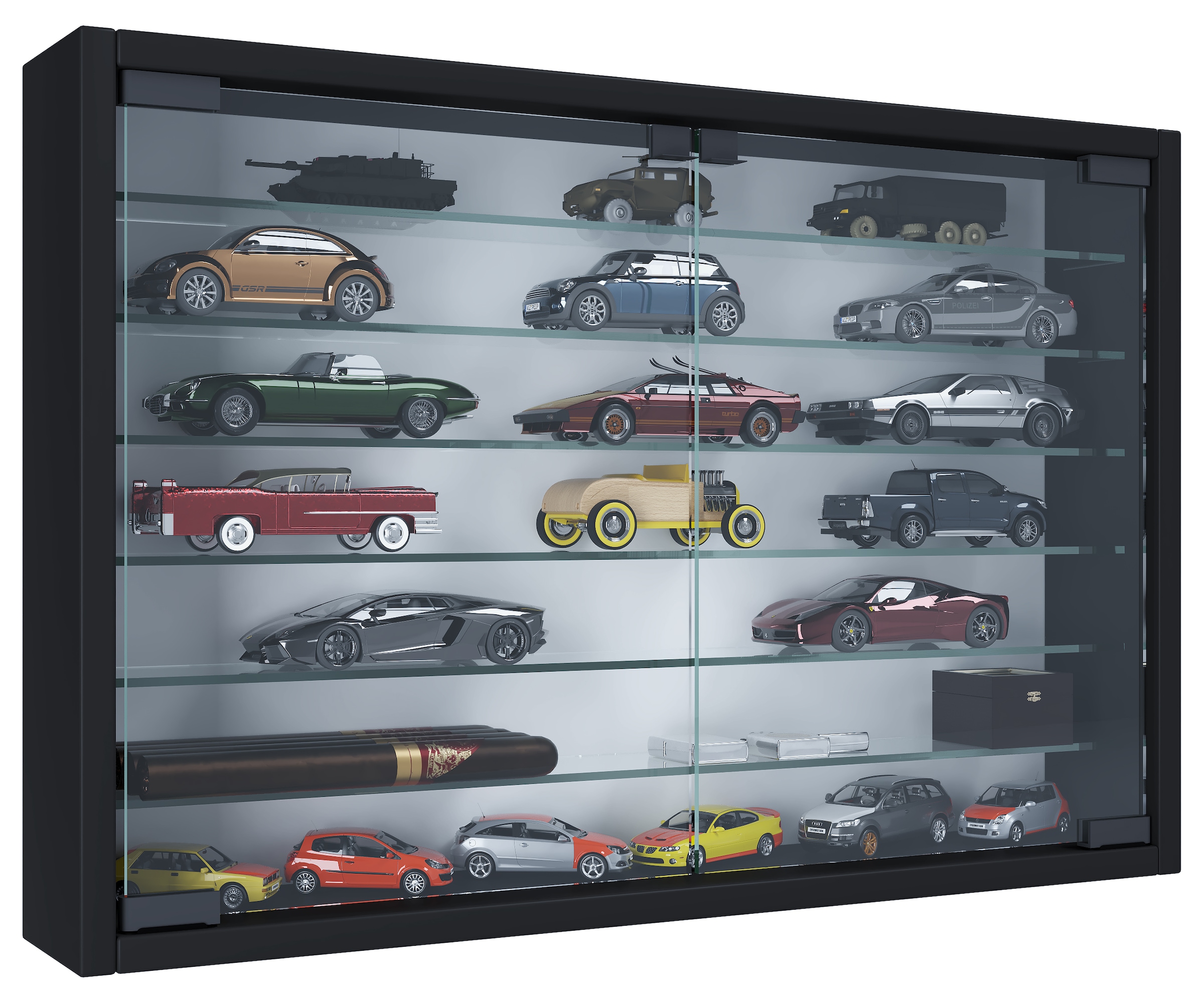VCM Wandregal »VCM VCM | Glasvitrine hängend | Vitrine Glas mit ESG-Sicherheitsglas | Maße: H. 40 x B. 60 x T. 10 cm | Hängevitrine Glas | Modern und platzsparend | Glas Vitrinenschrank - Mandosa XL«