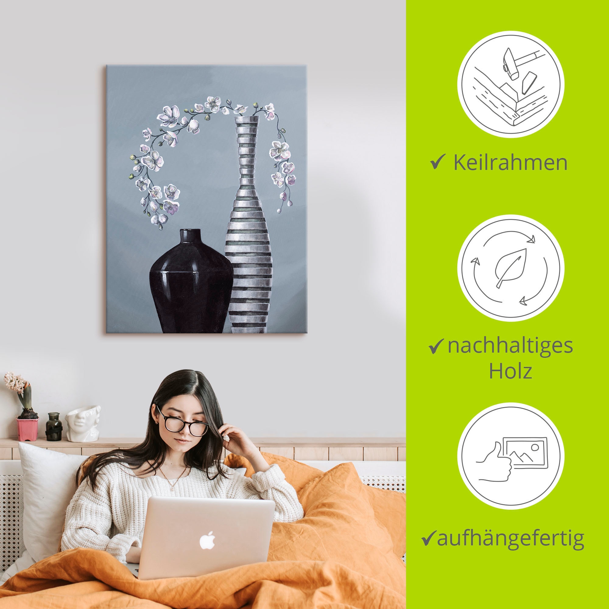 Artland Wandbild »Metallische Vasen«, Vasen & Töpfe, (1 St.), als Alubild, Outdoorbild, Leinwandbild, Poster, Wandaufkleber