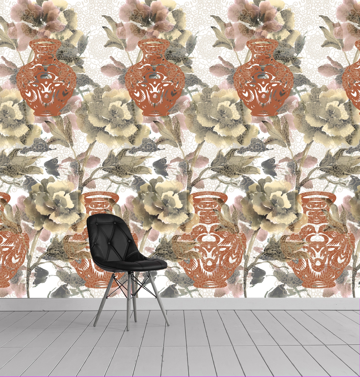 queence Vinyltapete »Charles«, bedruckt-Motiv-botanisch-floral-gemustert-natürlich, 90x250cm, selbstklebend, kinderleichte Anbringung, Sticker