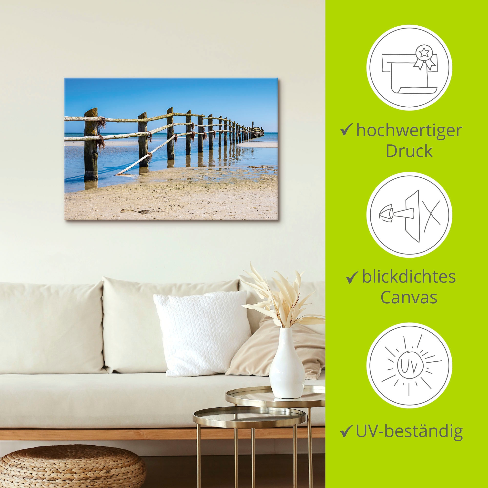Artland Leinwandbild »Ostseeküste auf dem Fischland-Darß«, Strand, (1 St.), auf Keilrahmen gespannt