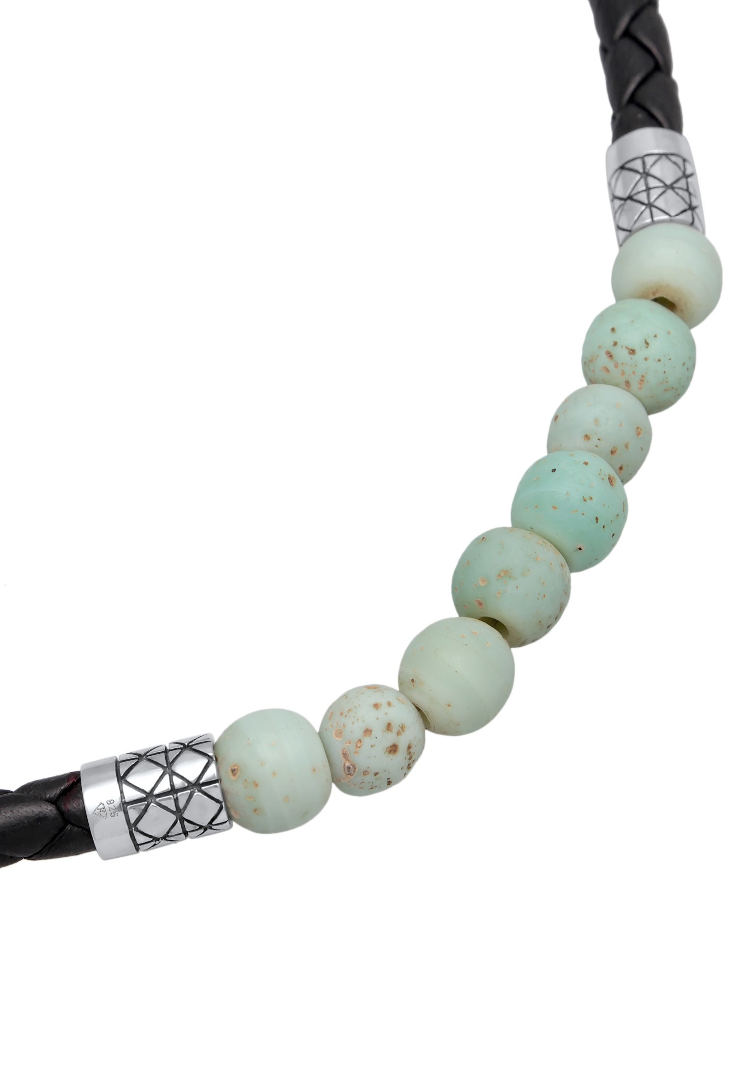 Kuzzoi Lederband »Halskette Lederkette Glas Beads 925 Silber«