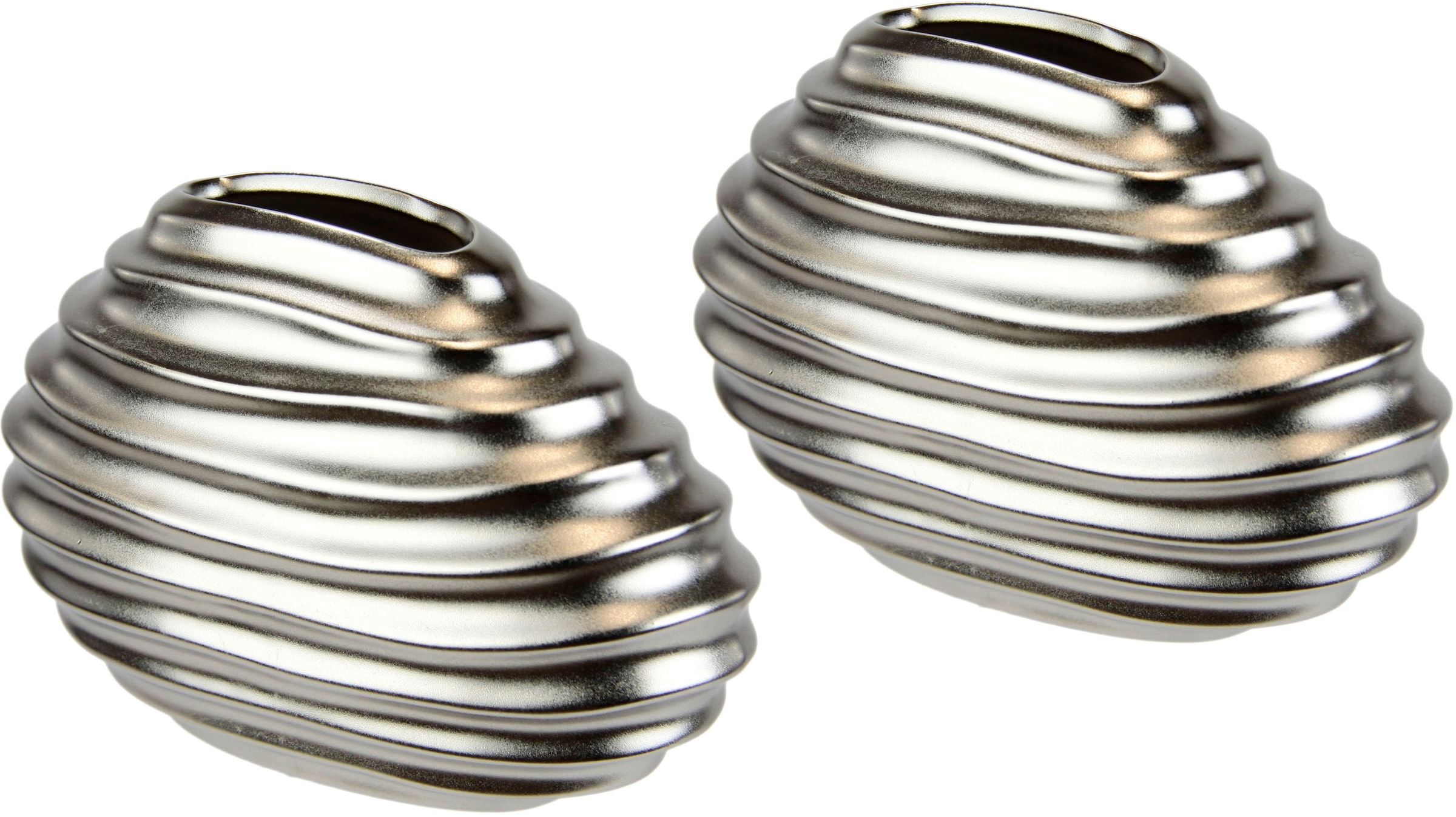 I.GE.A. Dekovase »Keramik-Vase« 2er Set Kleine Vase Weiß Modern Keramik Tisch Küche Büro Pampasgras