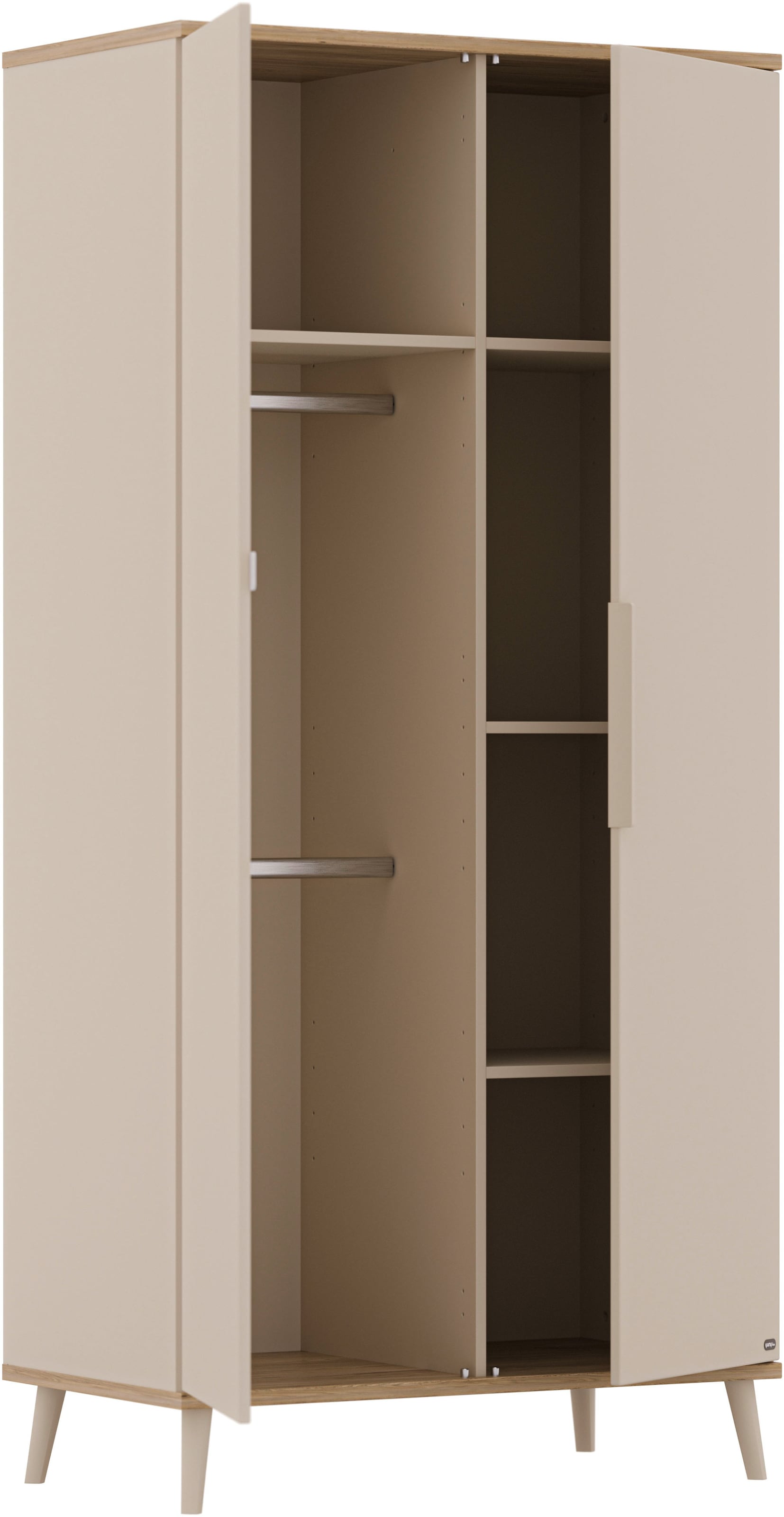 YUNY by PAIDI Kleiderschrank »HAZEL in Beige, inkl. Kleiderstangen und Einlegeböden« B/H/T ca. 95-130/198/52cm, mit 2 oder 3 Türen,  stabiler Drehtürenschrank aus Holz, mit Soft-Close-Funktion
