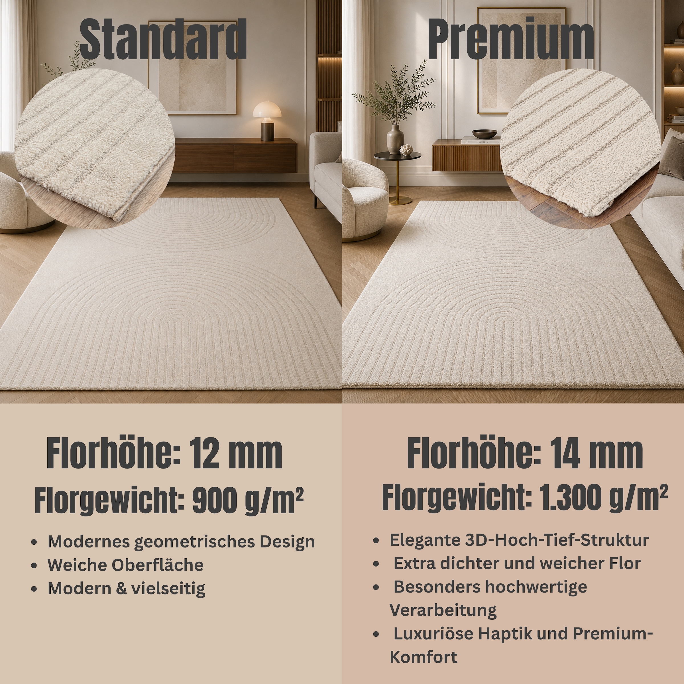OTTO home Designteppich »Soft Dune in Standard- und Premium-Qualität, 3D Optik/Hoch-Tief Effekt« rechteckig moderner Wohnzimmer Teppich, hohe Flordichte und angenehm weich