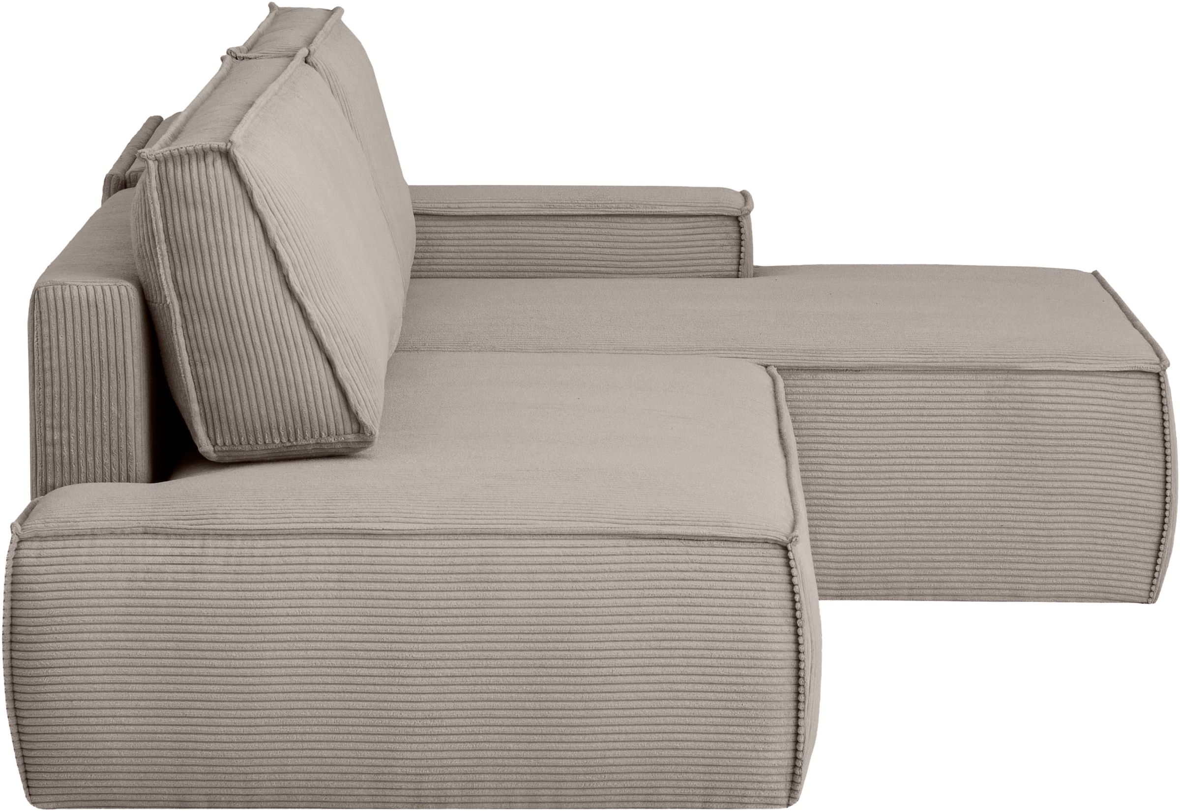 Home affaire Ecksofa »SHERWOOD, Schlafsofa in L-Form offen (275cm), Cord, Leinenoptik«, Schlaffunktion und Bettkasten, Kedernaht, hoher Sitz- & Liegekomfort
