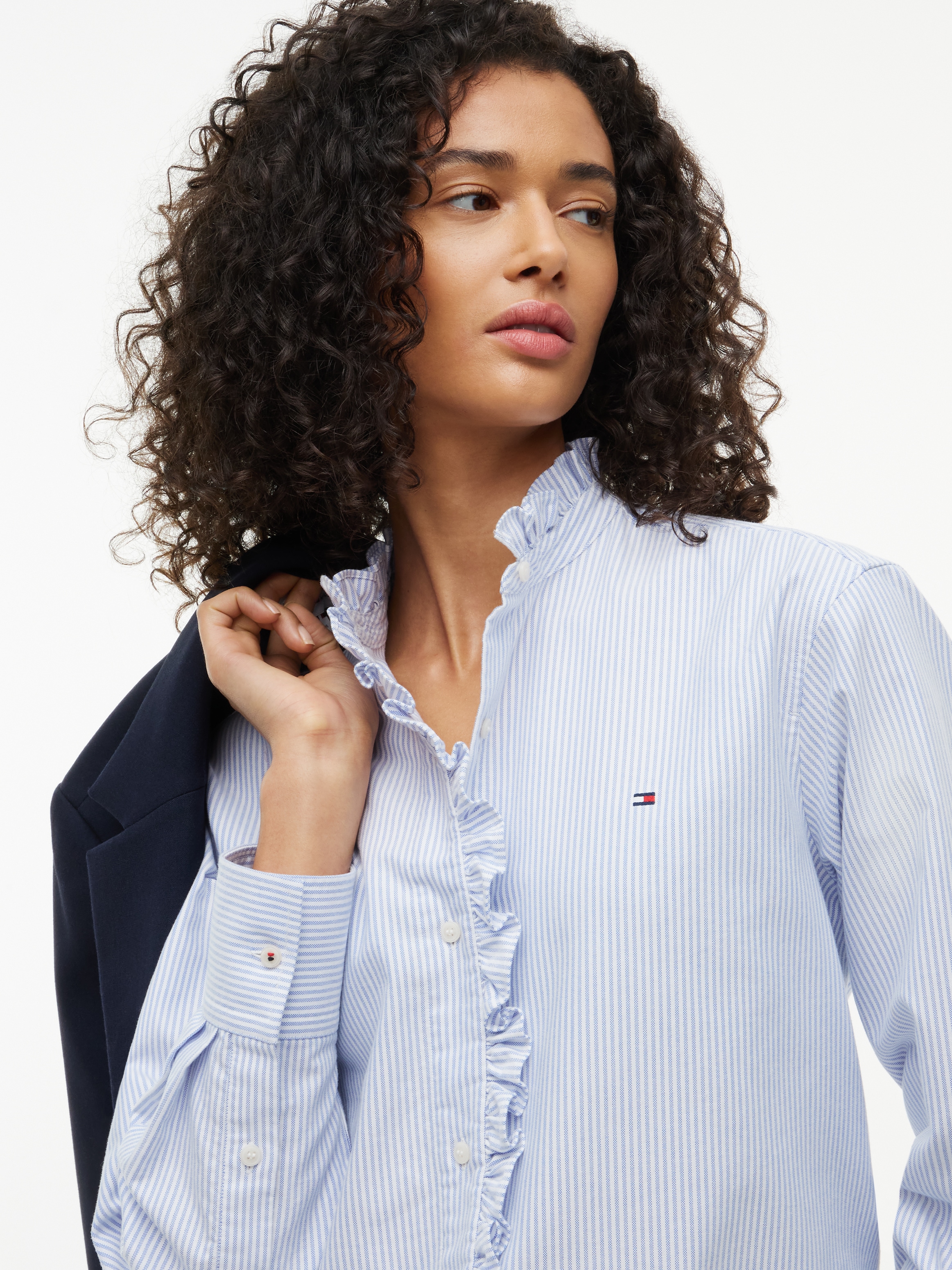 Tommy Hilfiger Langarmbluse »OXFORD RUFFLES RELAXED LS SHIRT« Baumwolle, relaxed fit, mit Rüschen Detail