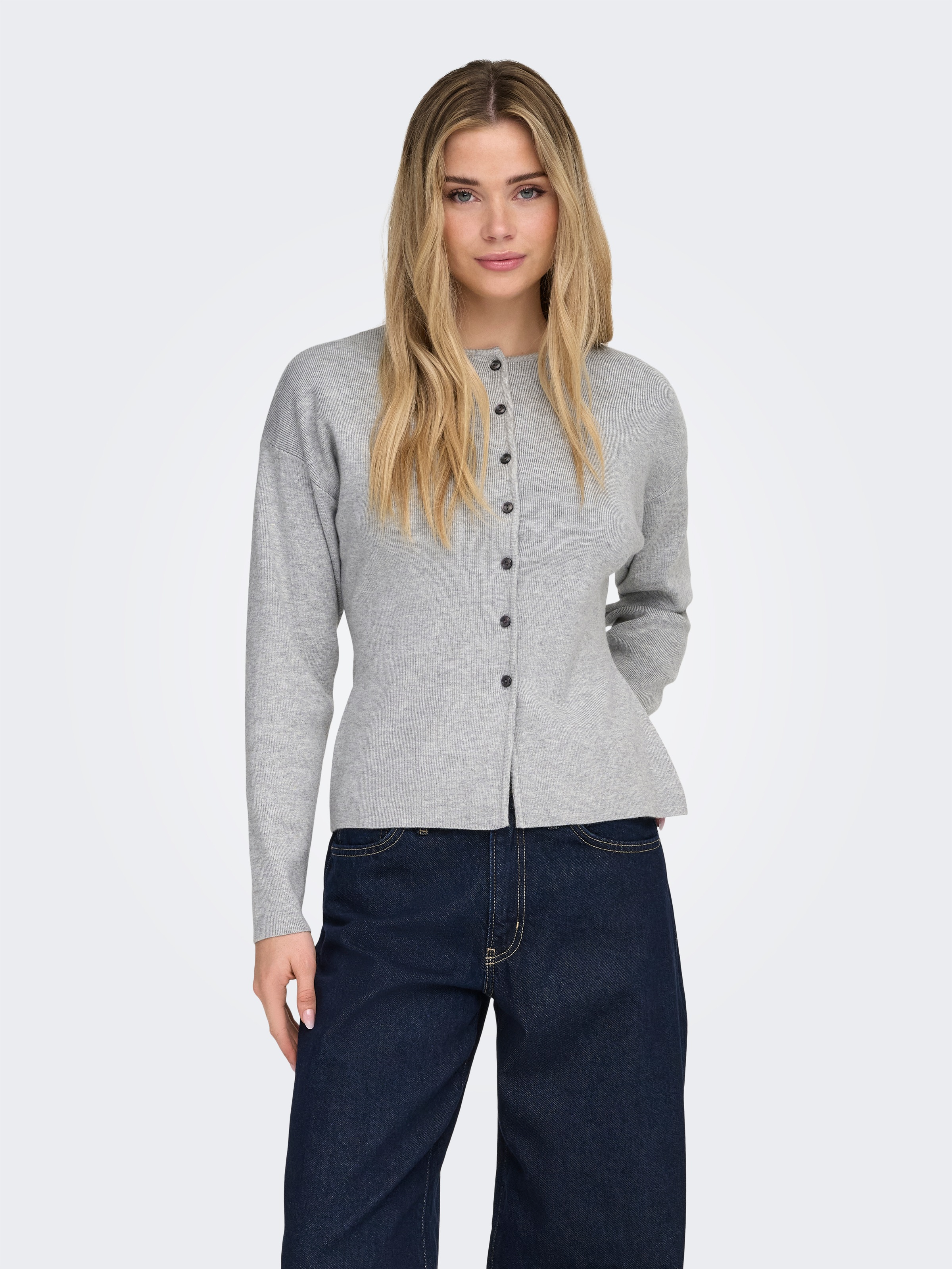 ONLY Strickjacke »ONLLUCY LS O-NECK CARDIGAN EX KNT« Materialmix, regular fit, Rundhals