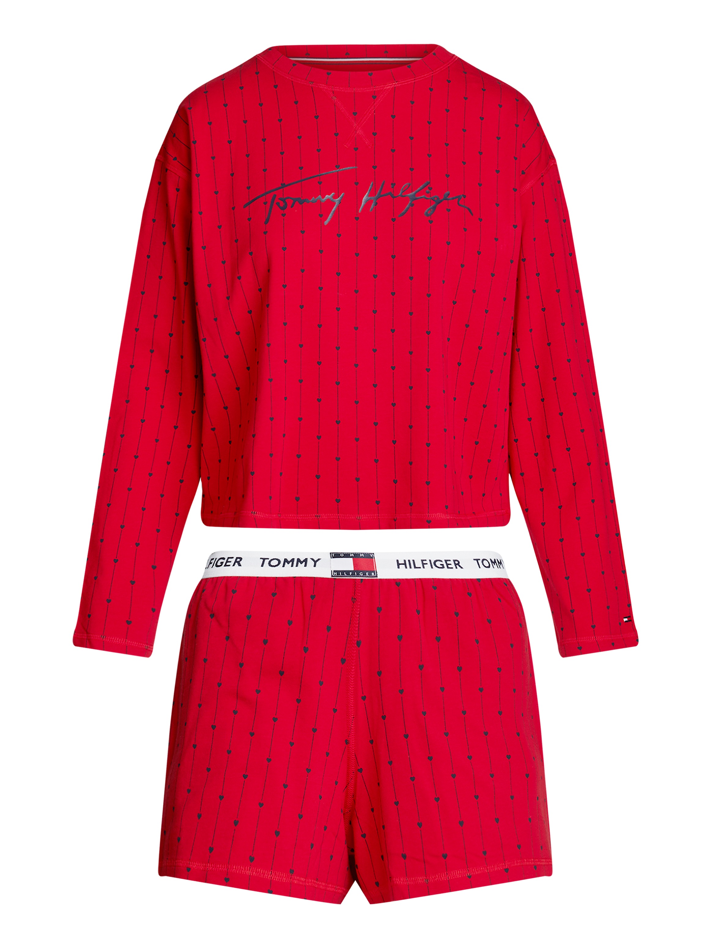 Tommy Hilfiger Underwear Pyjama »LS SHORT PRT PJ SET«, (Set, 2 tlg., 2tlg), mit Herzen Allover-Muster