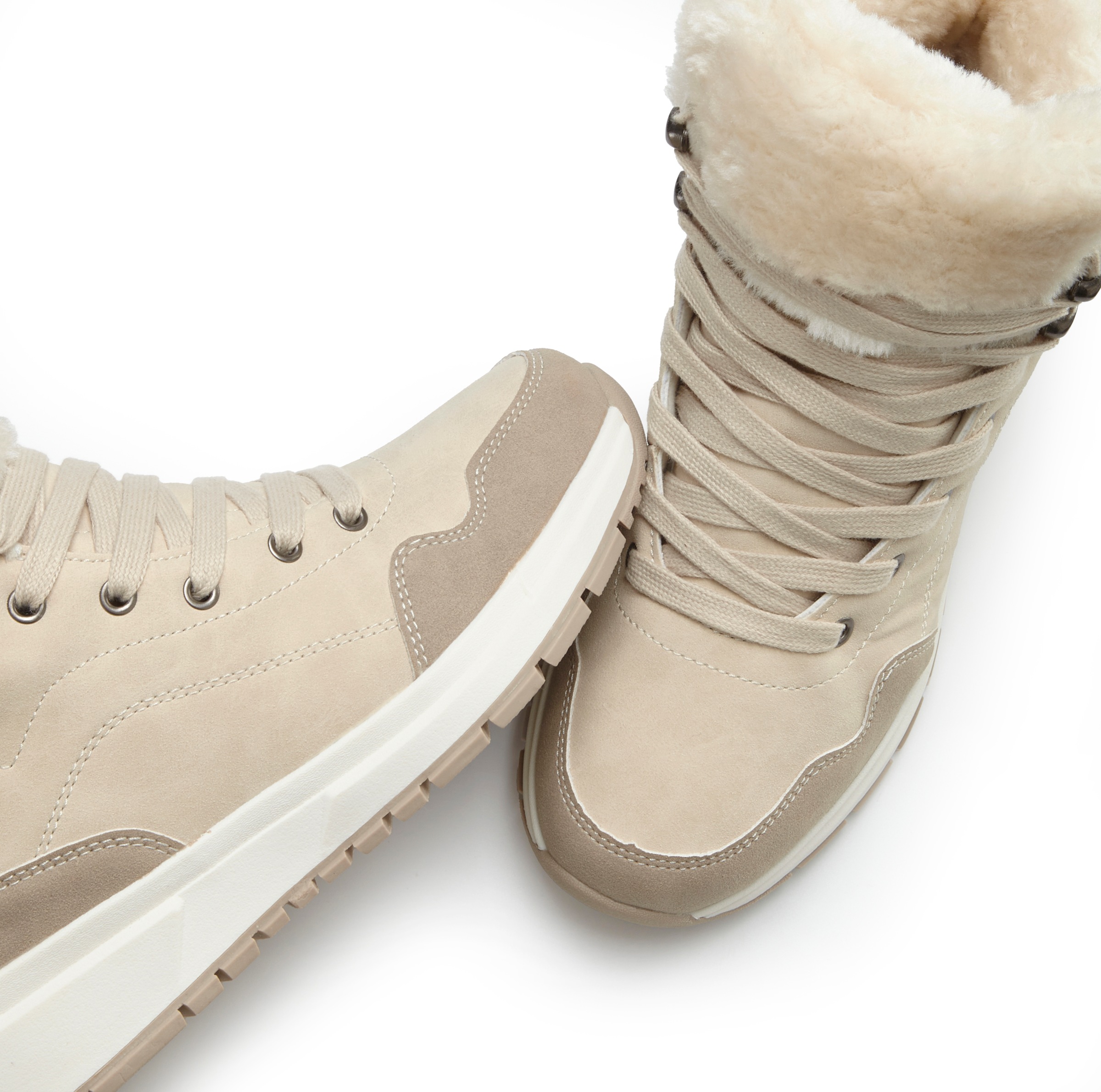 LASCANA Winterstiefelette »High Top Sneaker, Schnürschuh, Boots, Stiefelette«, aus wasserabweisendem Material mit Warmfutter VEGAN