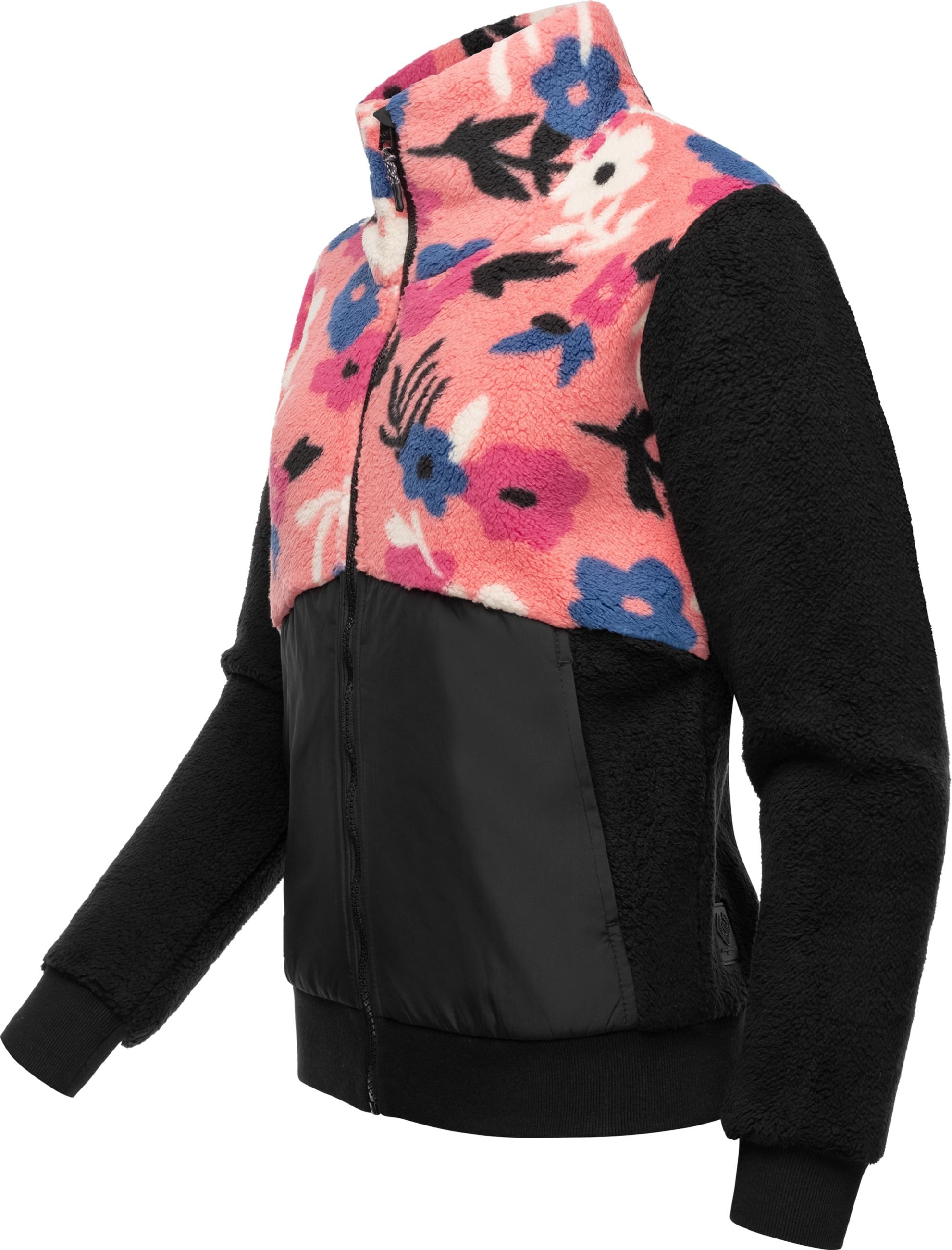 Ragwear Sweatjacke »Fleecejacke Madaras Flower«, Flauschige Damen Übergangsjacke aus Teddyfleece