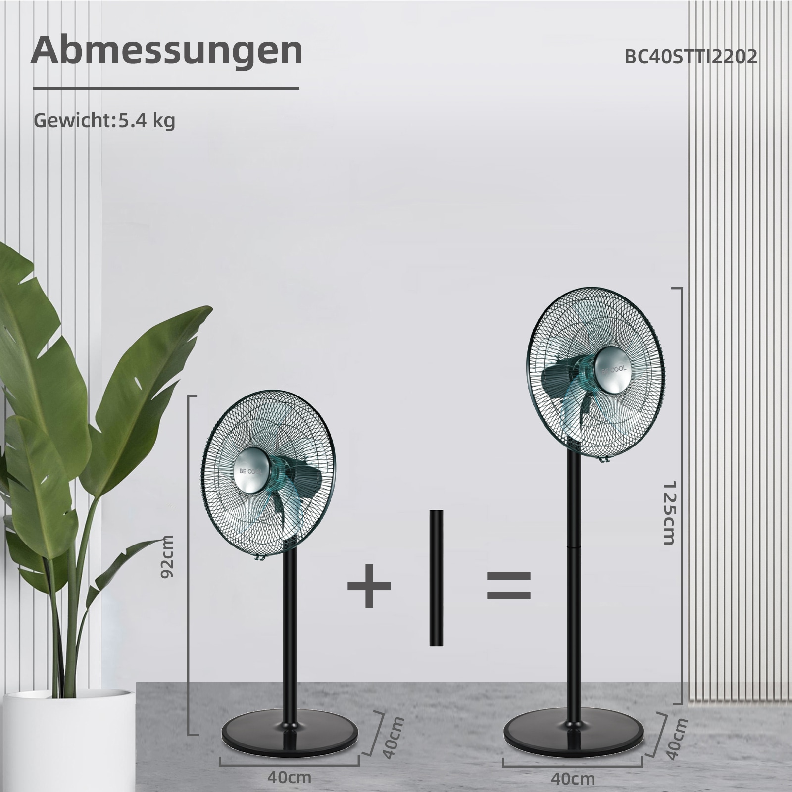 be cool Standventilator »BE COOL 2 in 1 Stand-und Tischventilator 40 cm«, 40 cm Durchmesser