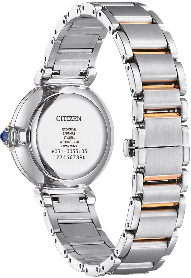 Citizen Solaruhr, Armbanduhr, Damenuhr, Edelstahlarmband, Saphirglas