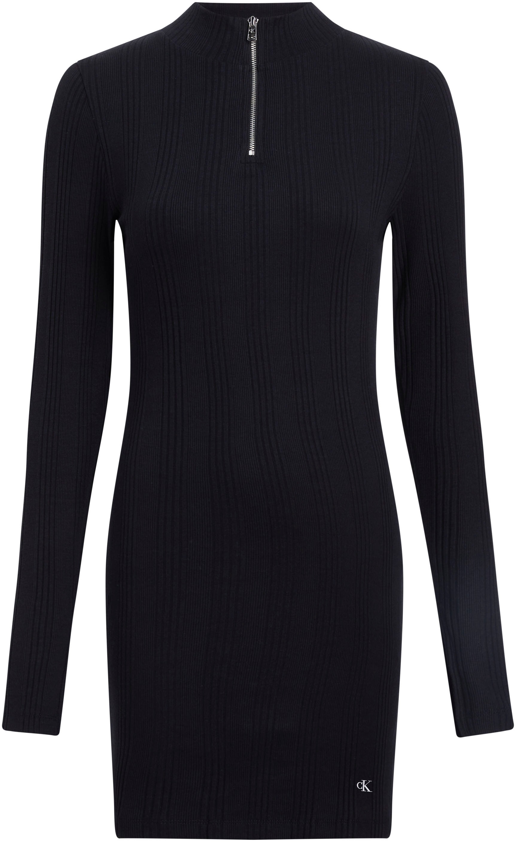 Calvin Klein Jeans Sweatkleid »VARIEGTAED RIB HALF ZIP LS DRESS«, mit Logopatch