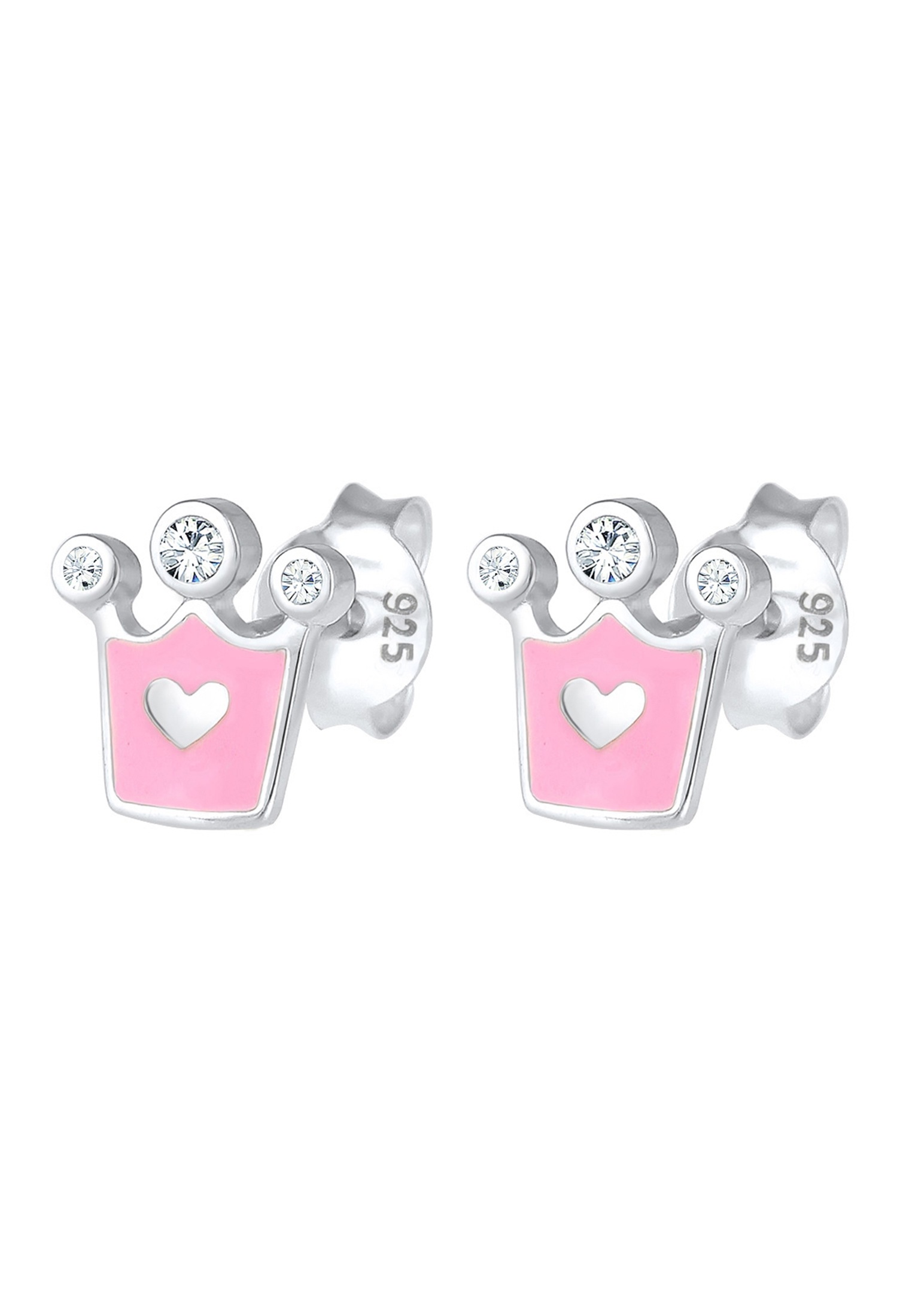 Elli Paar Ohrstecker »Ohrringe Ohrstecker Krone Glas Kristalle Emaille 925 Sterling Silber«