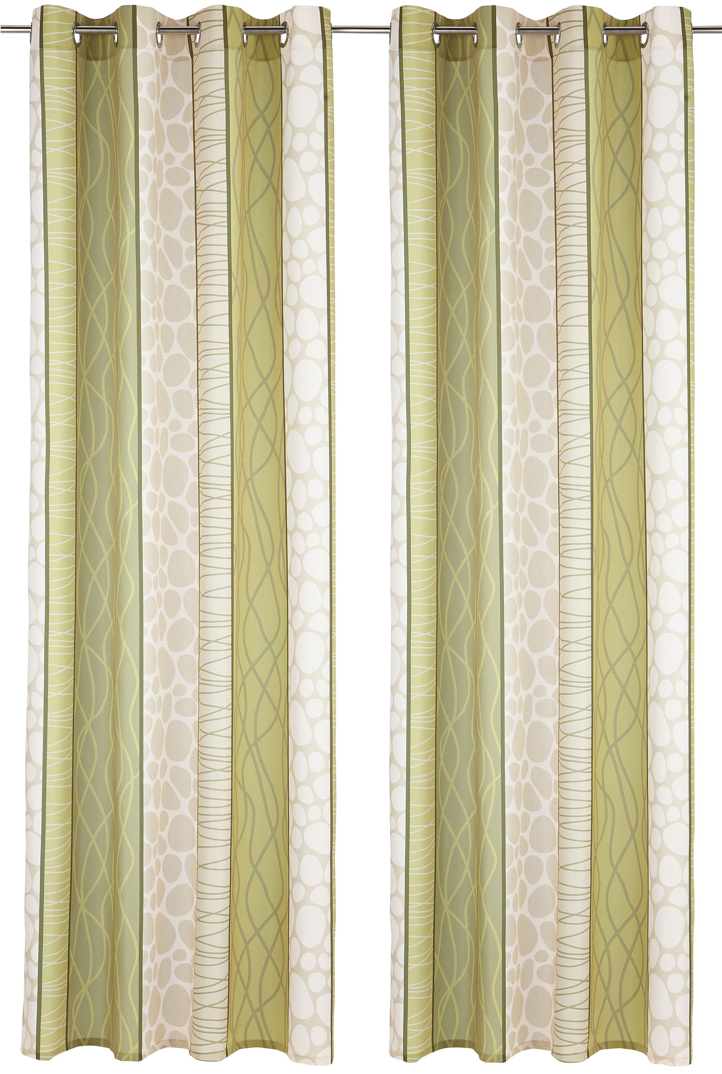 My Home Vorhang »Gosen« Ösen 2 Stk. tlg. Gardine, 2-er Set, Fertiggardine, Längsstreifen in grün