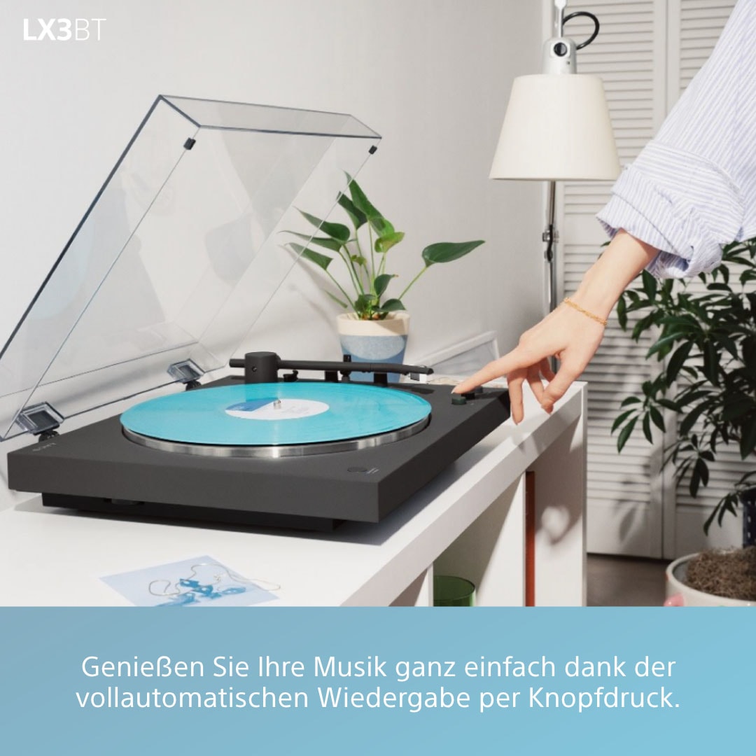 Sony Plattenspieler »PS-LX3BT + Field 3« Vollautomatik, Hi Res Wi, Riemenantrieb, Phono Vorv., Staubschutz