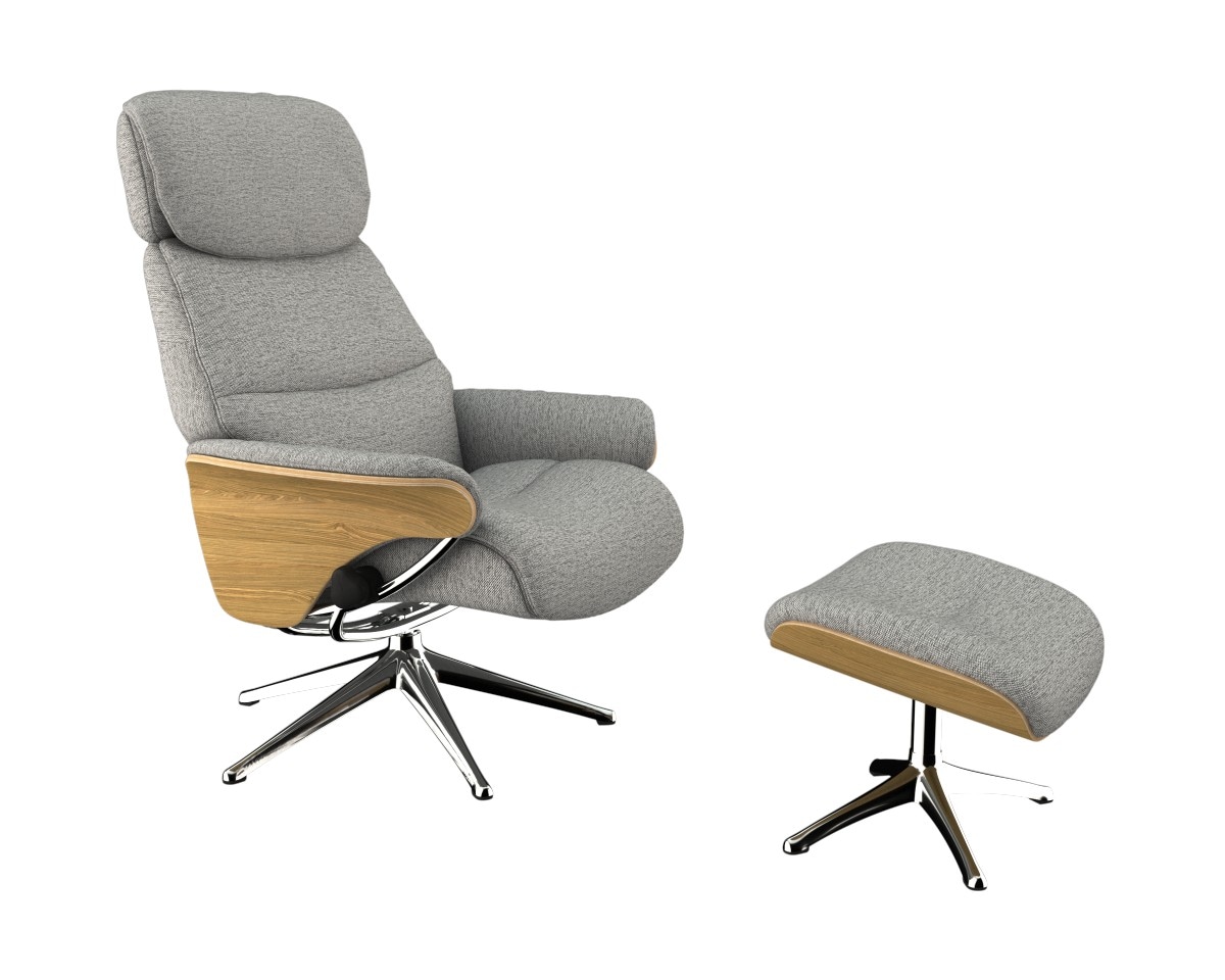 FLEXLUX Relaxsessel »Aarhus, Funktionsessel, Polstersessel, Armlehne, TV-Fernsehsessel,«, Relaxfunktion & Kopf- Rückenverstellung, Armlehne Eiche, Fuß Alu