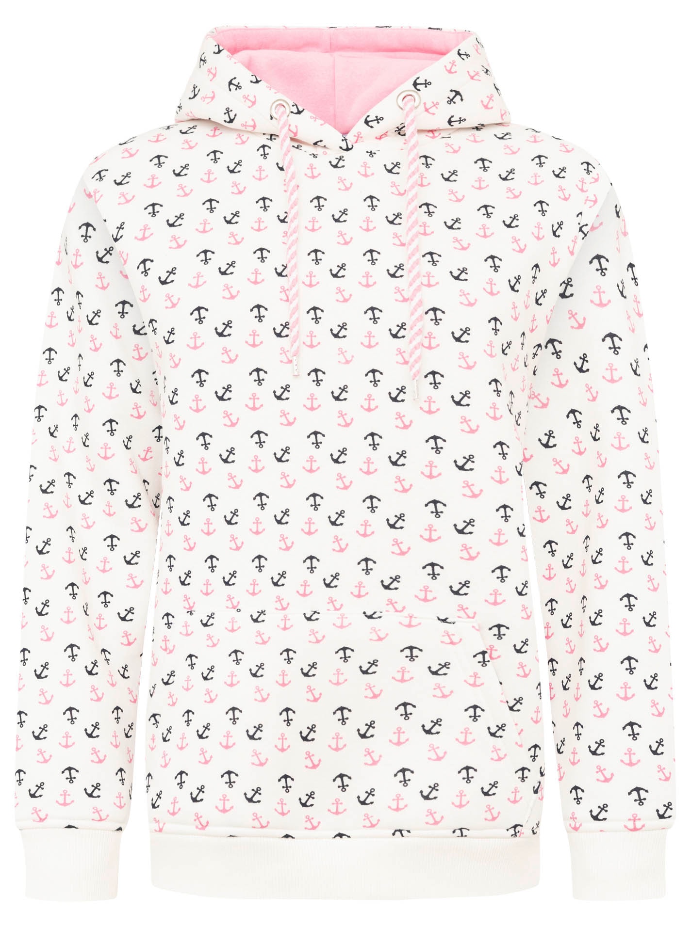 Zwillingsherz Hoodie »"Anker AOP"«, mit allover Ankerprint, pinker Kapuze