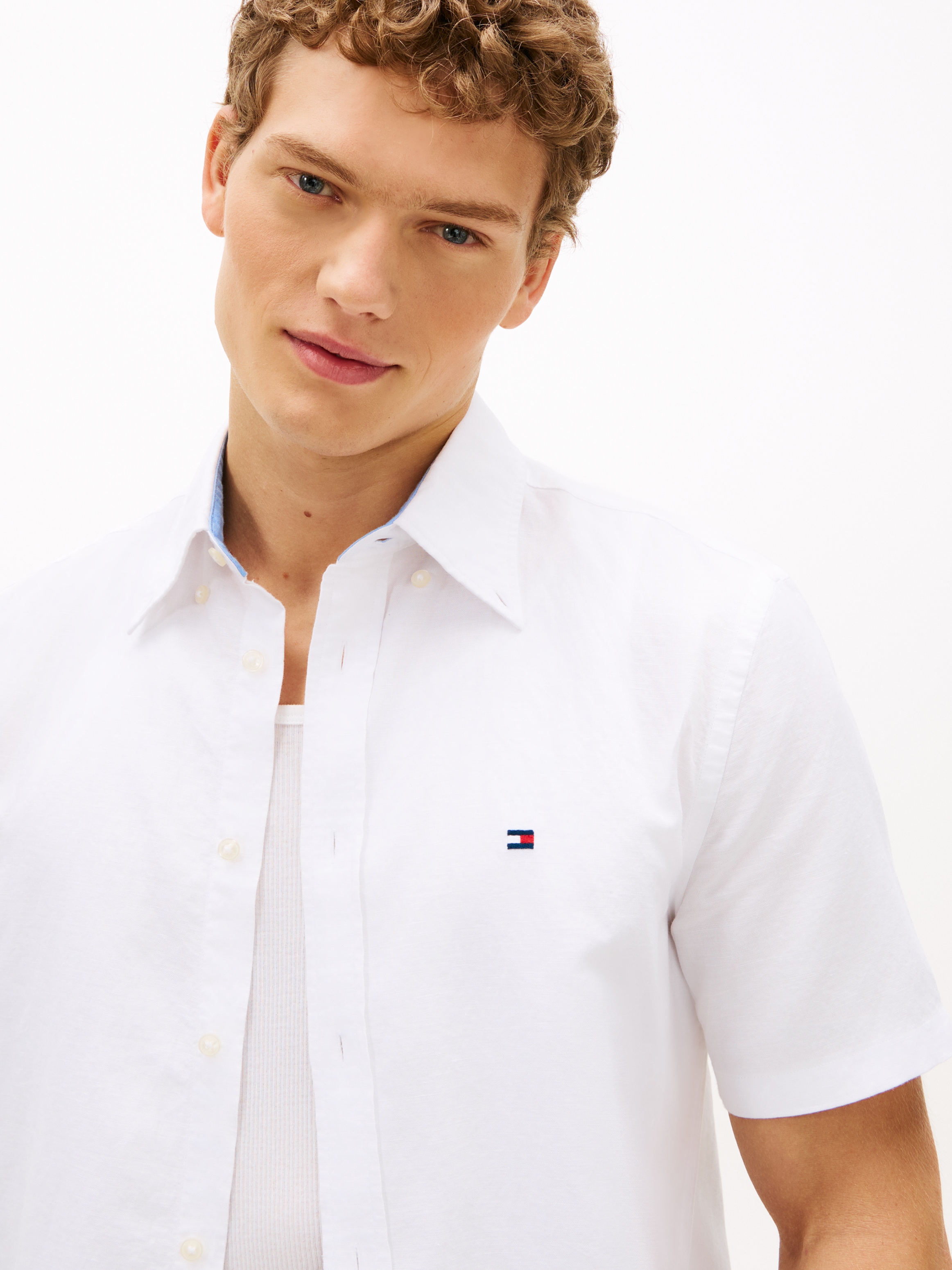 Tommy Hilfiger Kurzarmhemd »LINEN BLEND SOLID«