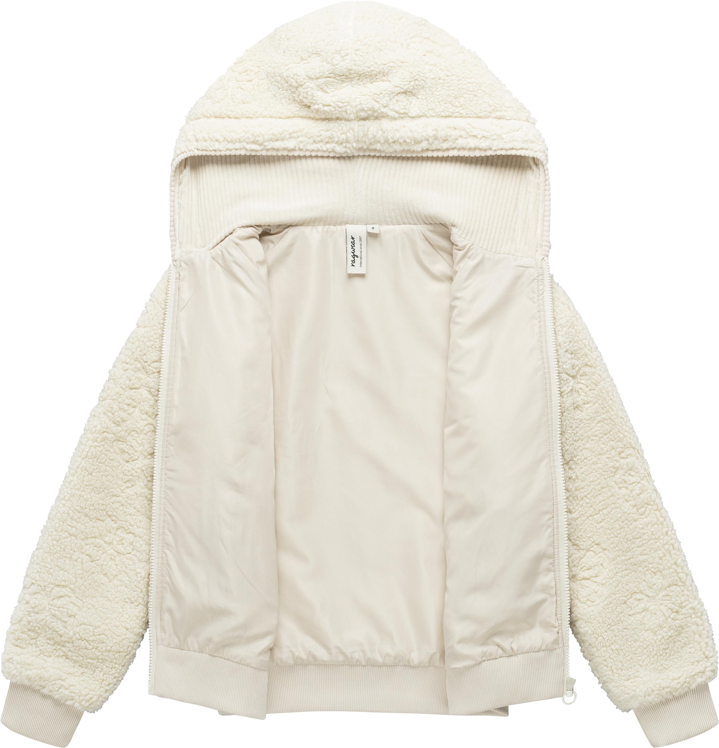 Ragwear Plüschjacke »Plüschjacke Taliana Emboss Y« mit Kapuze Leichte Teddyjacke mit verstellbarer Kapuze, winddicht