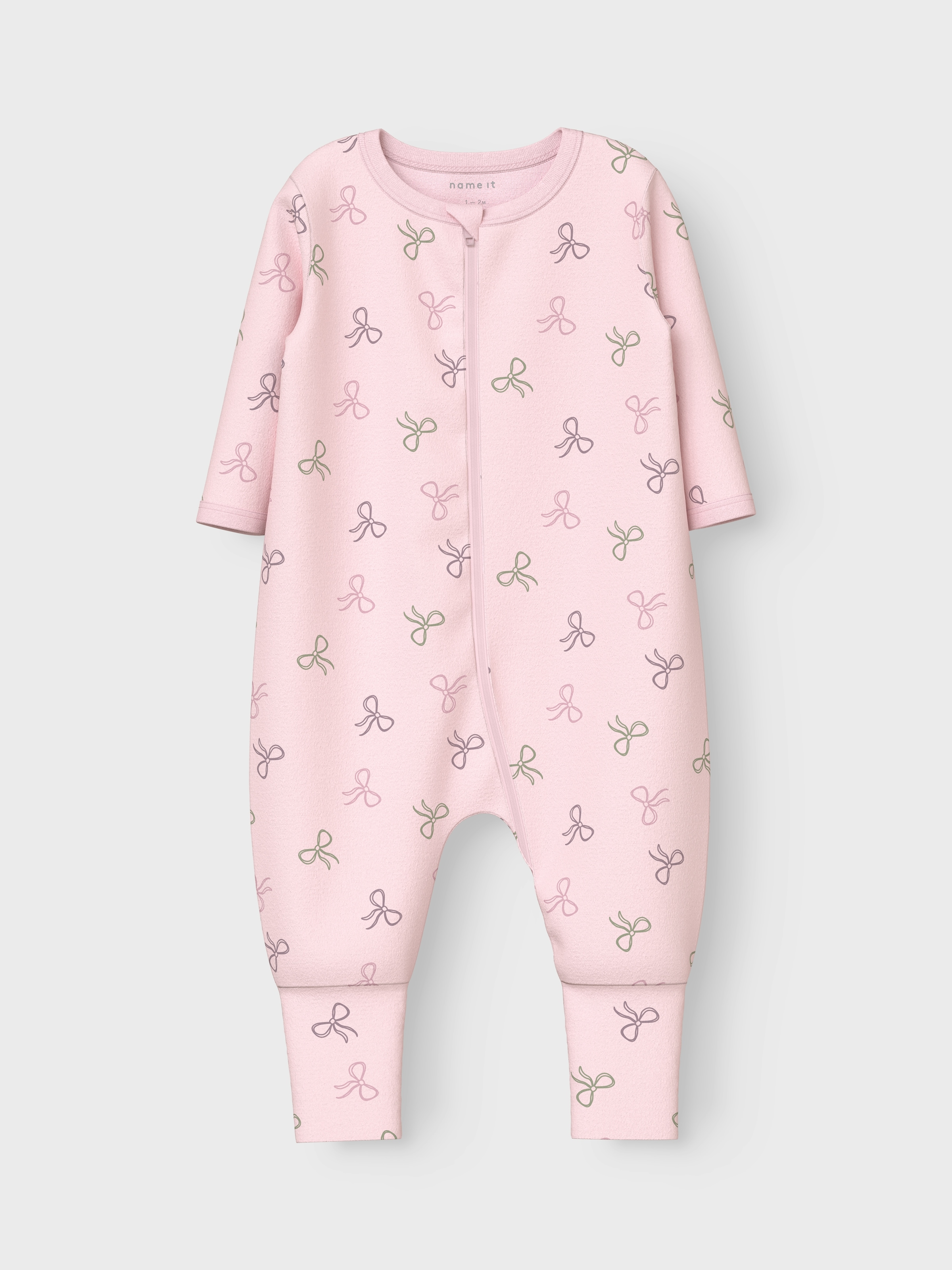 Name It Hausanzug »NBFNIGHTSUIT 2P ZIP FF PINK BOW NOOS«, (Packung, 2 tlg.)