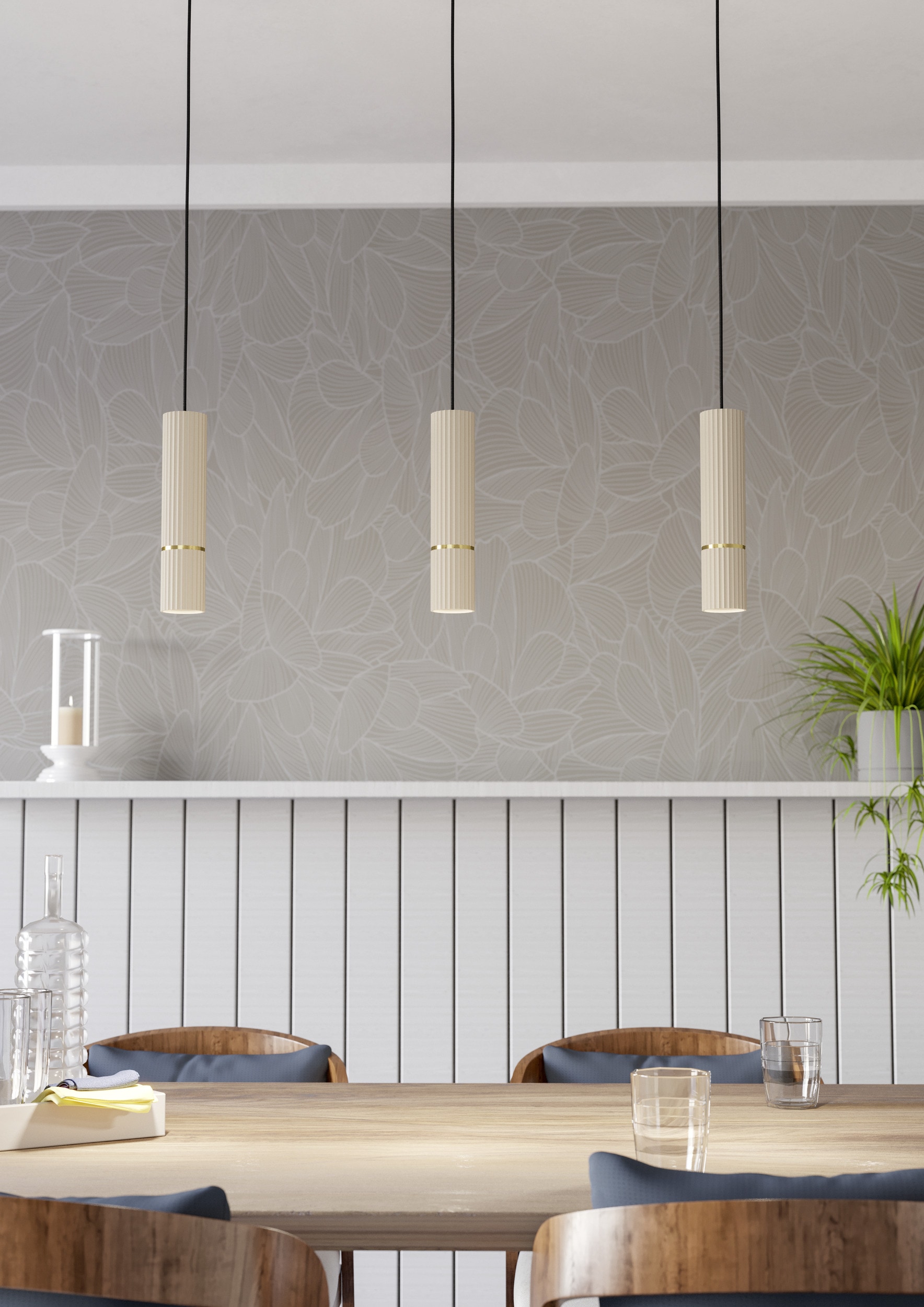 EGLO Hängeleuchte »CAMINIA Pendellampe - Stahl - GU10 - 3X4,7W - IP20« GU10 1 Stk. Hängelampe, Deckenlampe, Wohnzimmer, Esszimmer, L77 x B9 x H110 cm